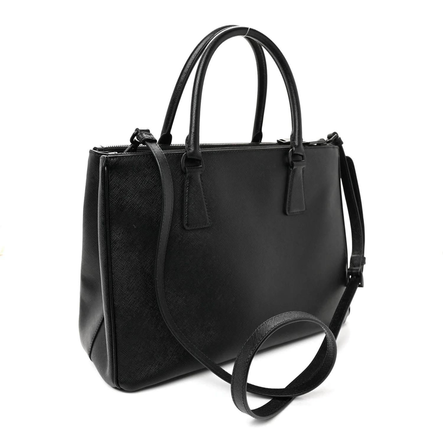 Saffiano Lux Monochrome Large Galleria Double Zip Tote Black - Image 3