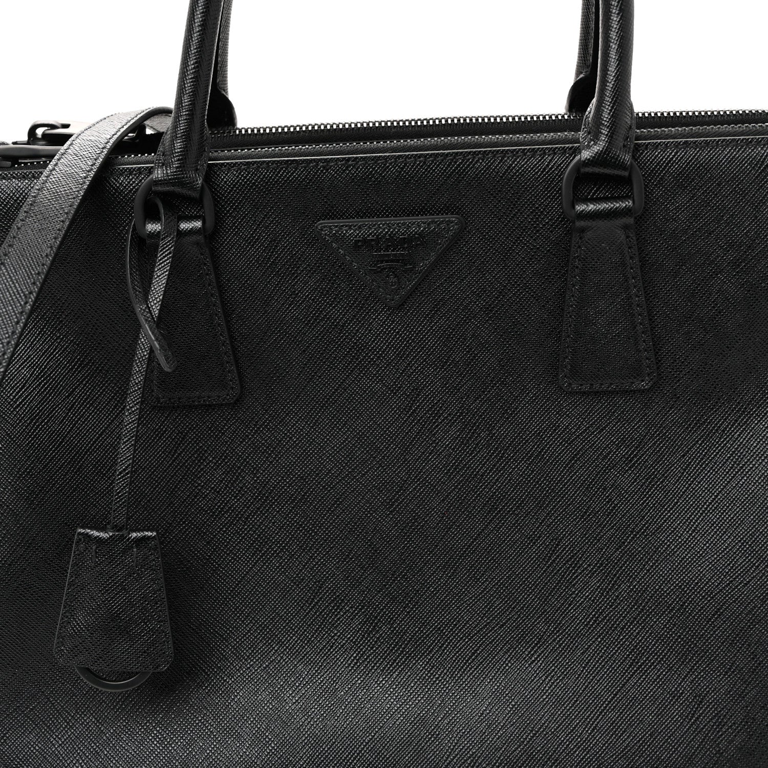 Saffiano Lux Monochrome Large Galleria Double Zip Tote Black - Image 8