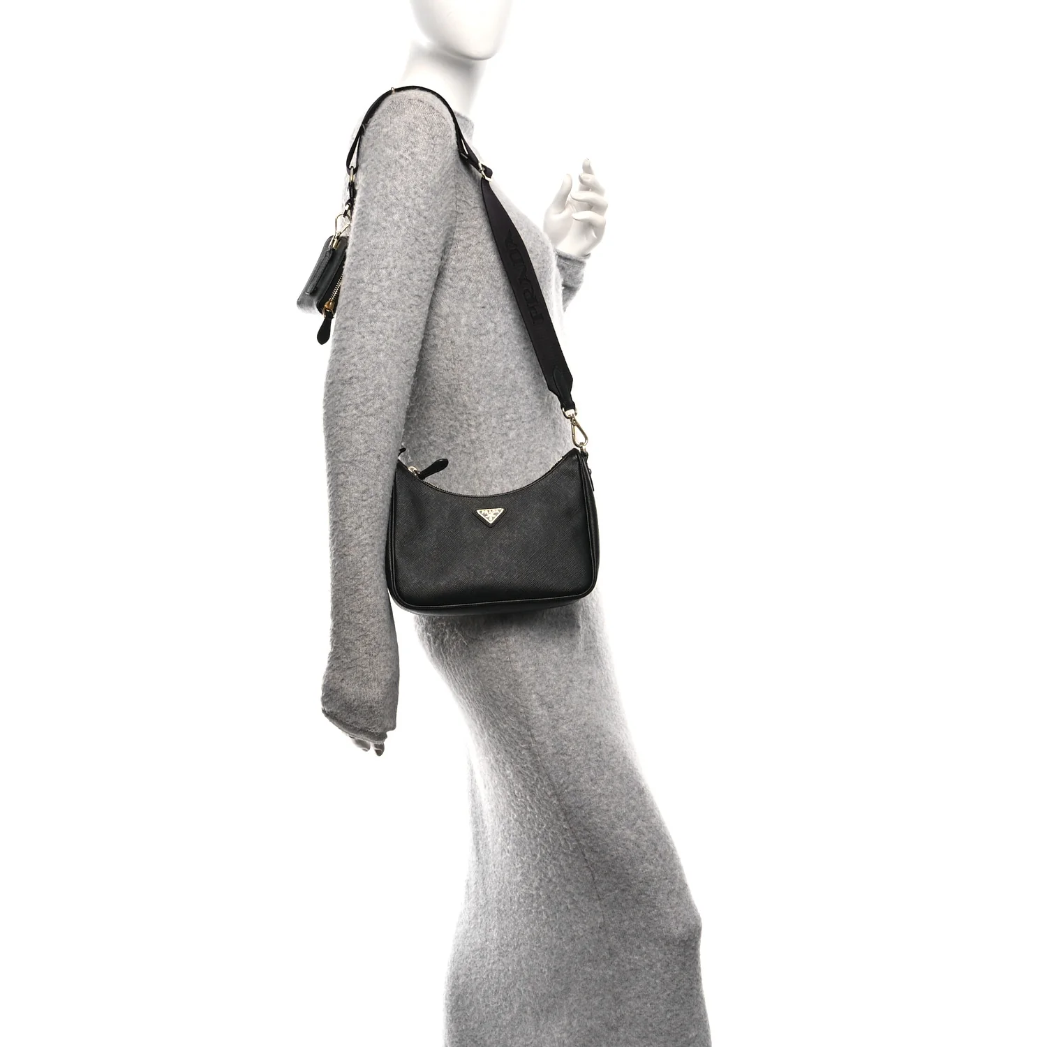 Saffiano Lux Re-Edition 2005 Shoulder Bag Black - Image 2