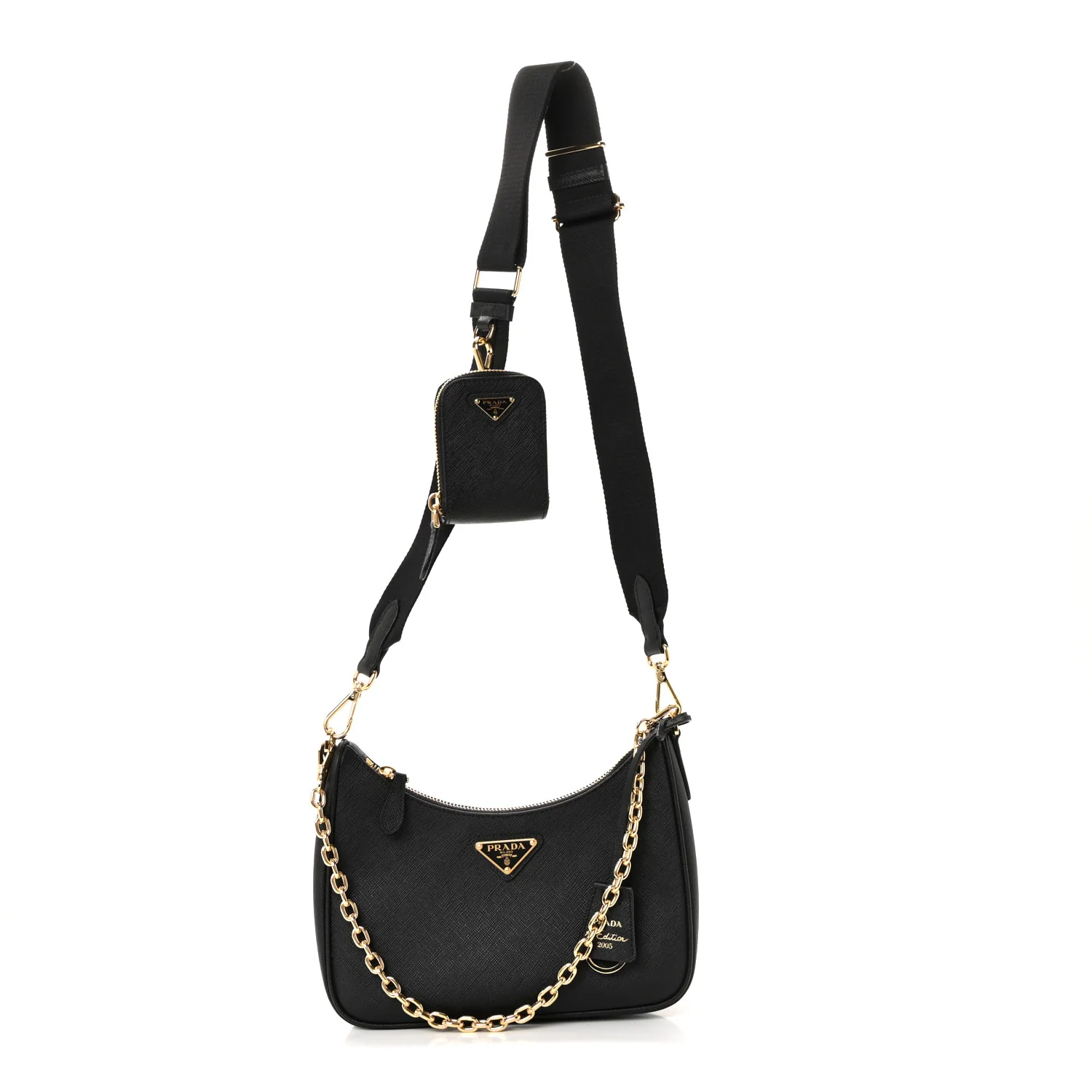 Saffiano Lux Re-Edition 2005 Shoulder Bag Black - Image 2