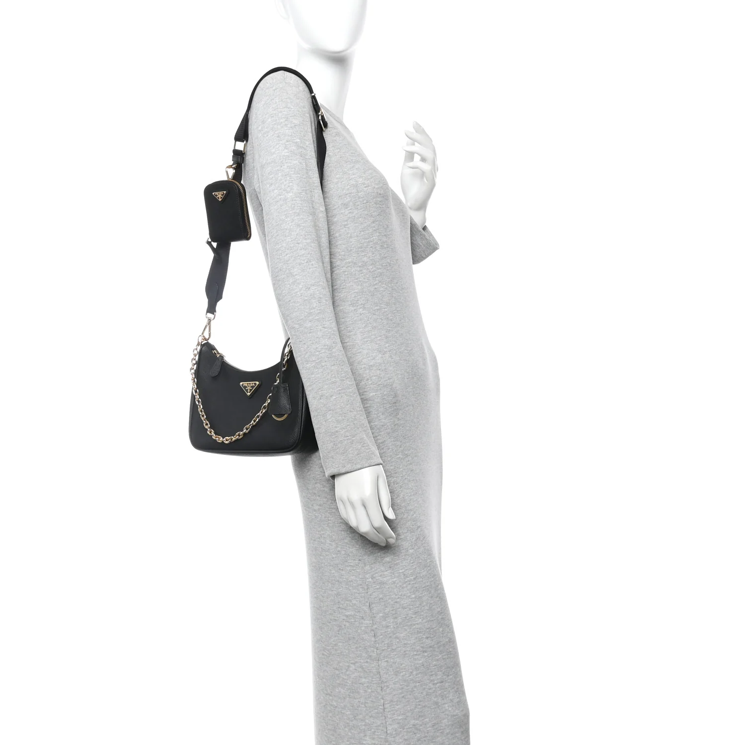 Saffiano Lux Re-Edition 2005 Shoulder Bag Black - Image 4