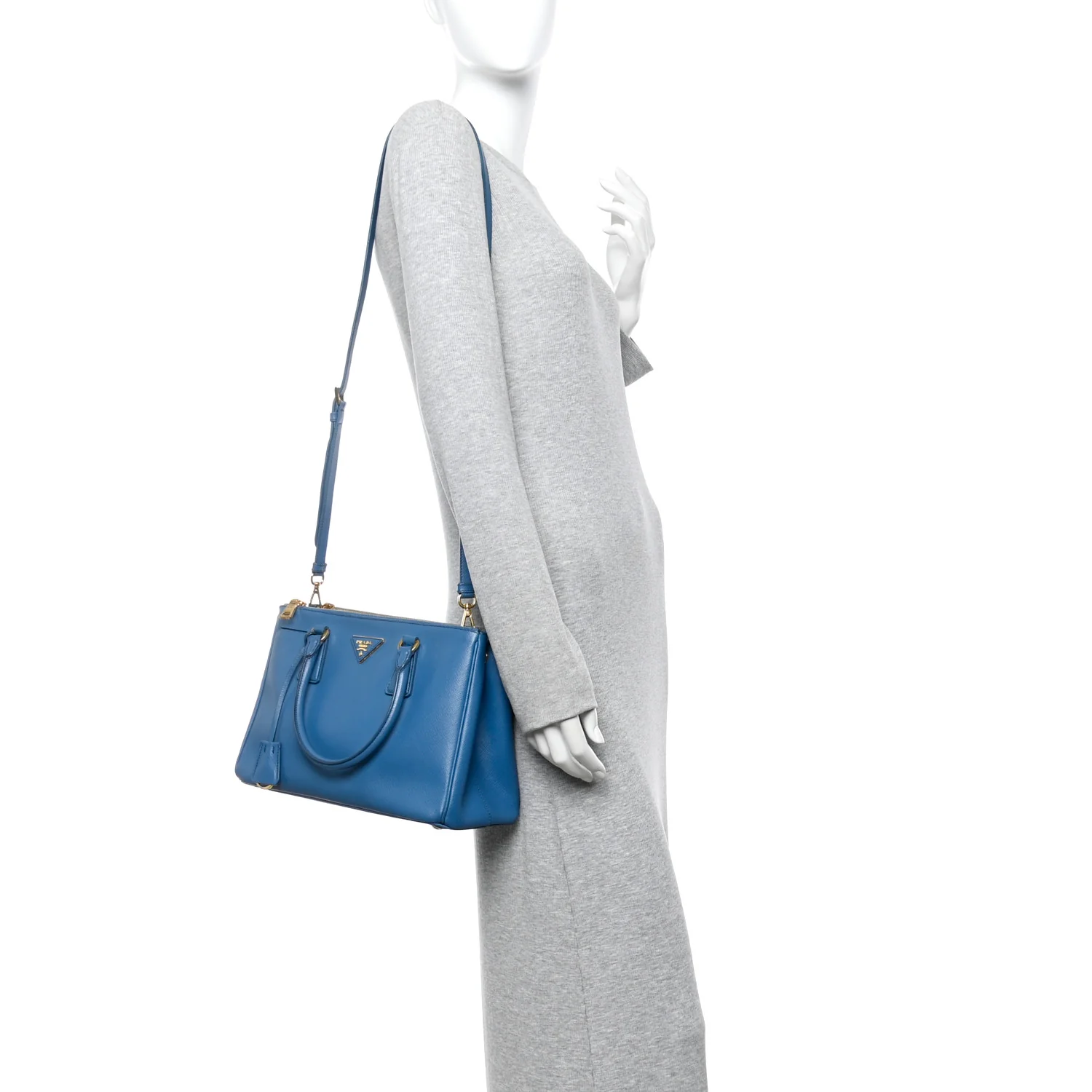 Saffiano Lux Small Galleria Double Zip Tote Cobalto - Image 2