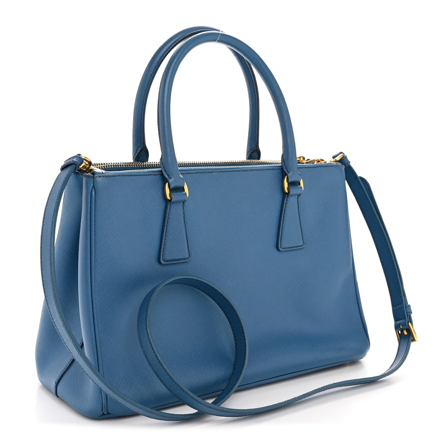 Saffiano Lux Small Galleria Double Zip Tote Cobalto - Image 3