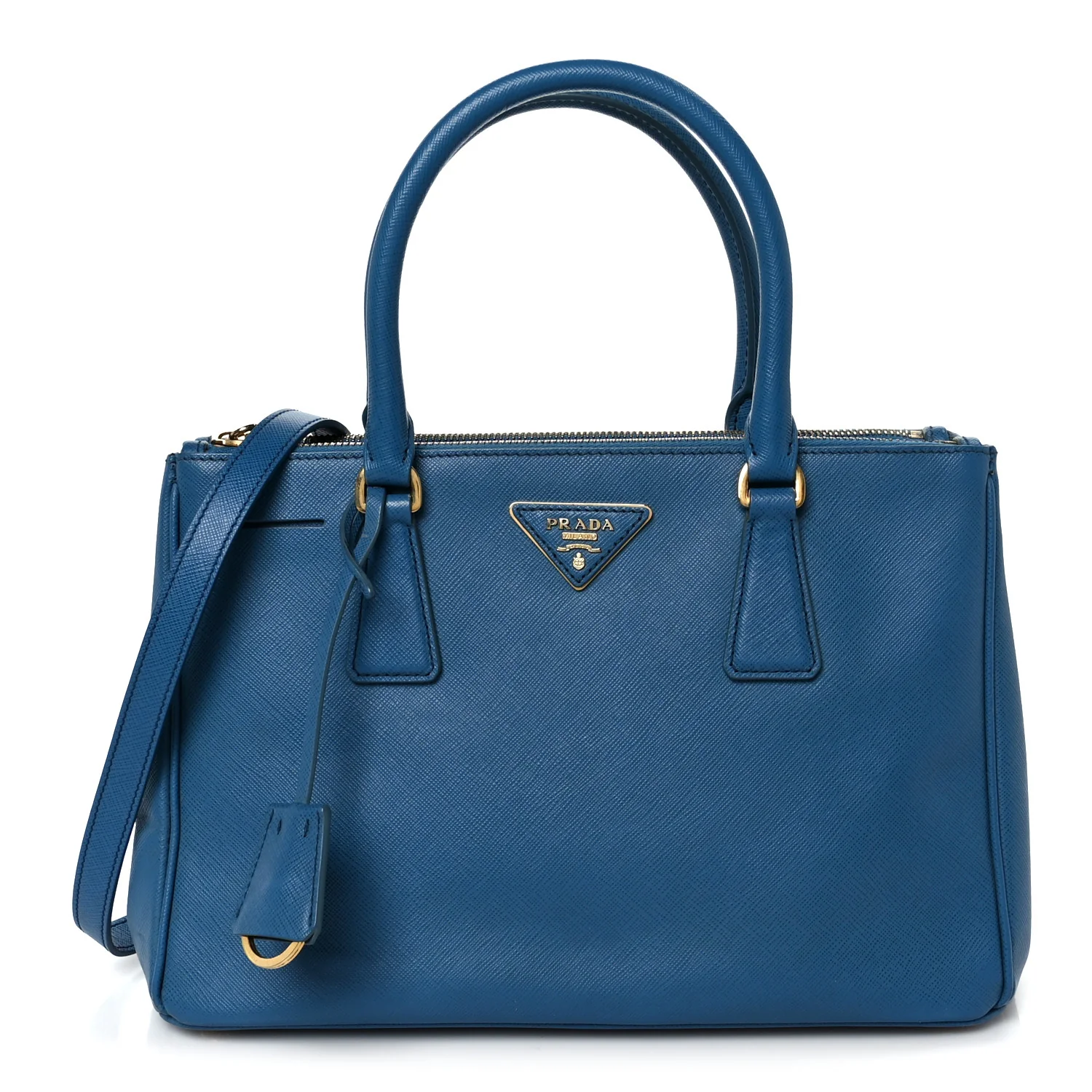 Saffiano Lux Small Galleria Double Zip Tote Cobalto