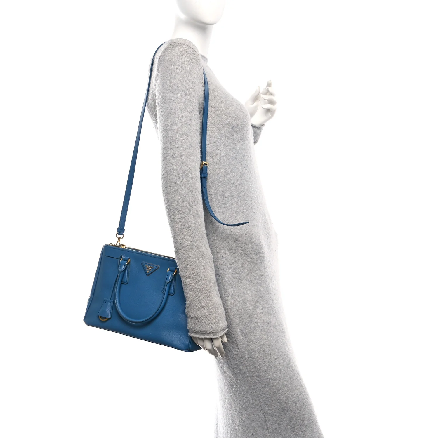 Saffiano Lux Small Galleria Double Zip Tote Cobalto - Image 2