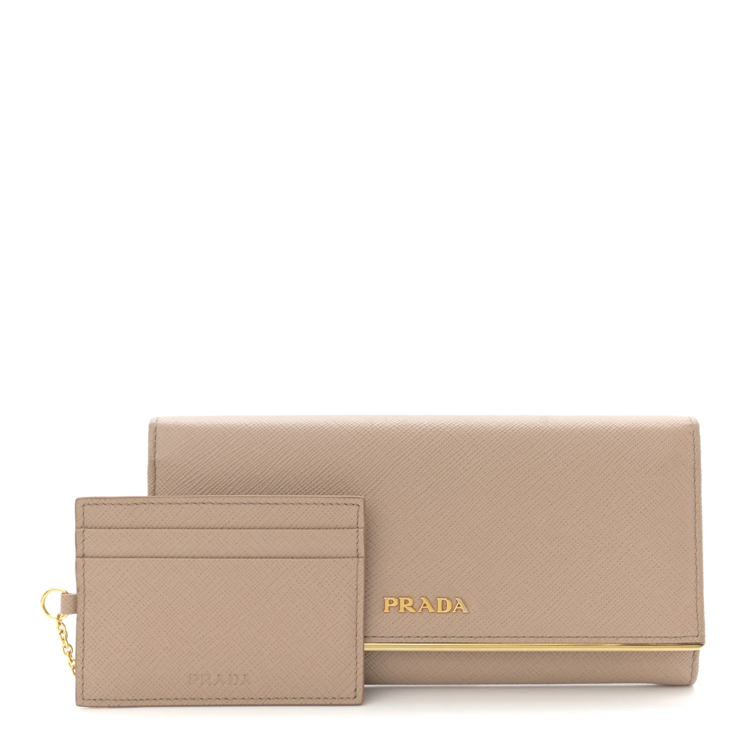 Saffiano Metal Bar Continental Flap Wallet Cammeo - Image 2