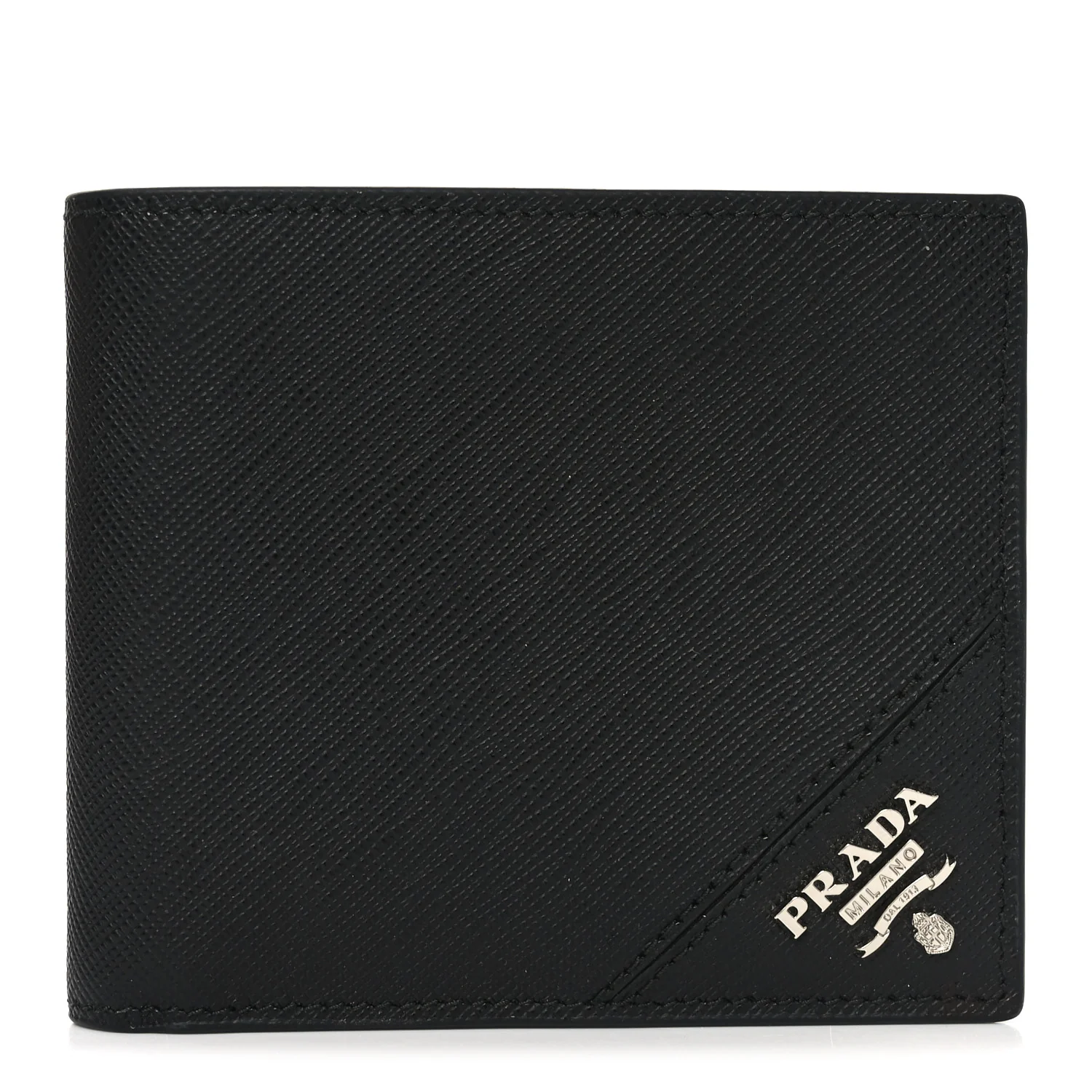 Saffiano Metal Bi-Fold Wallet Black