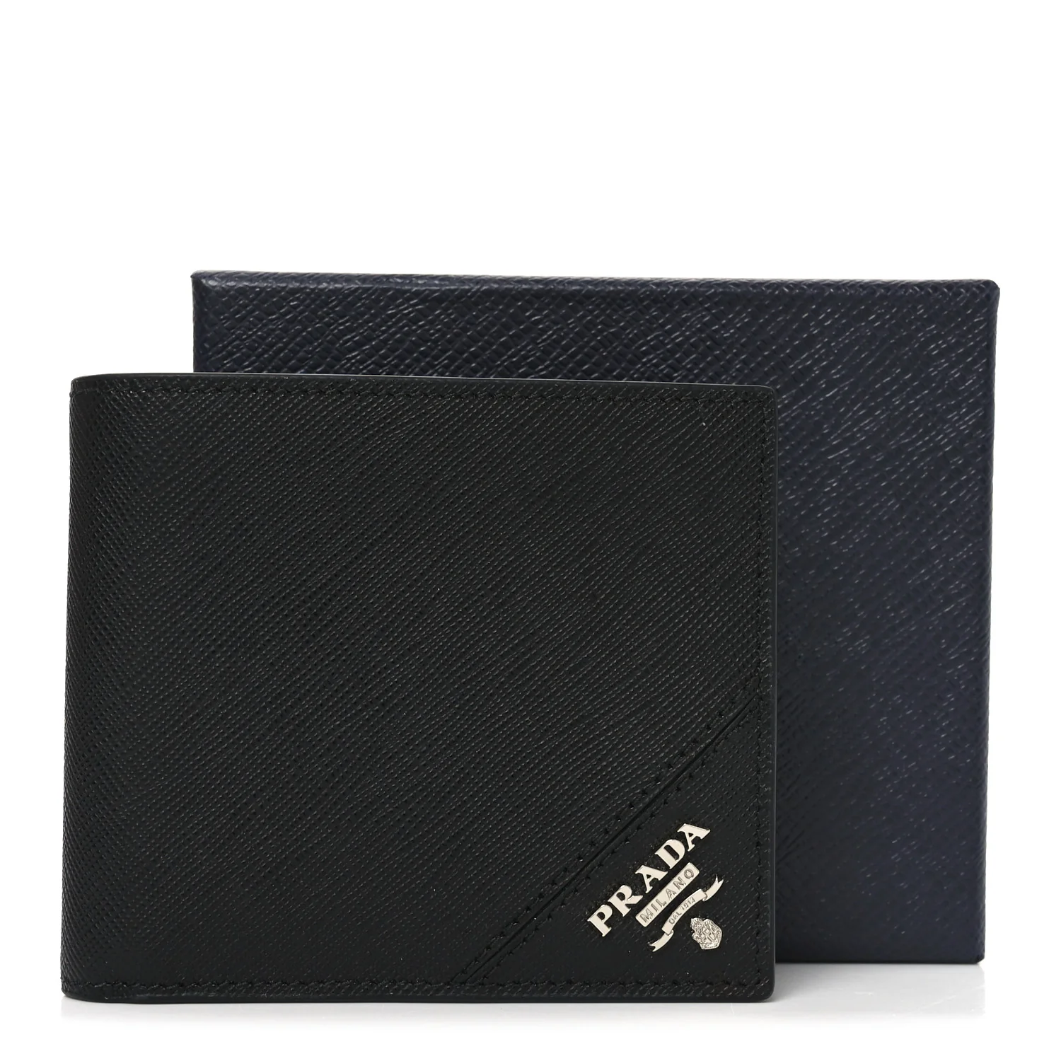 Saffiano Metal Bi-Fold Wallet Black - Image 6