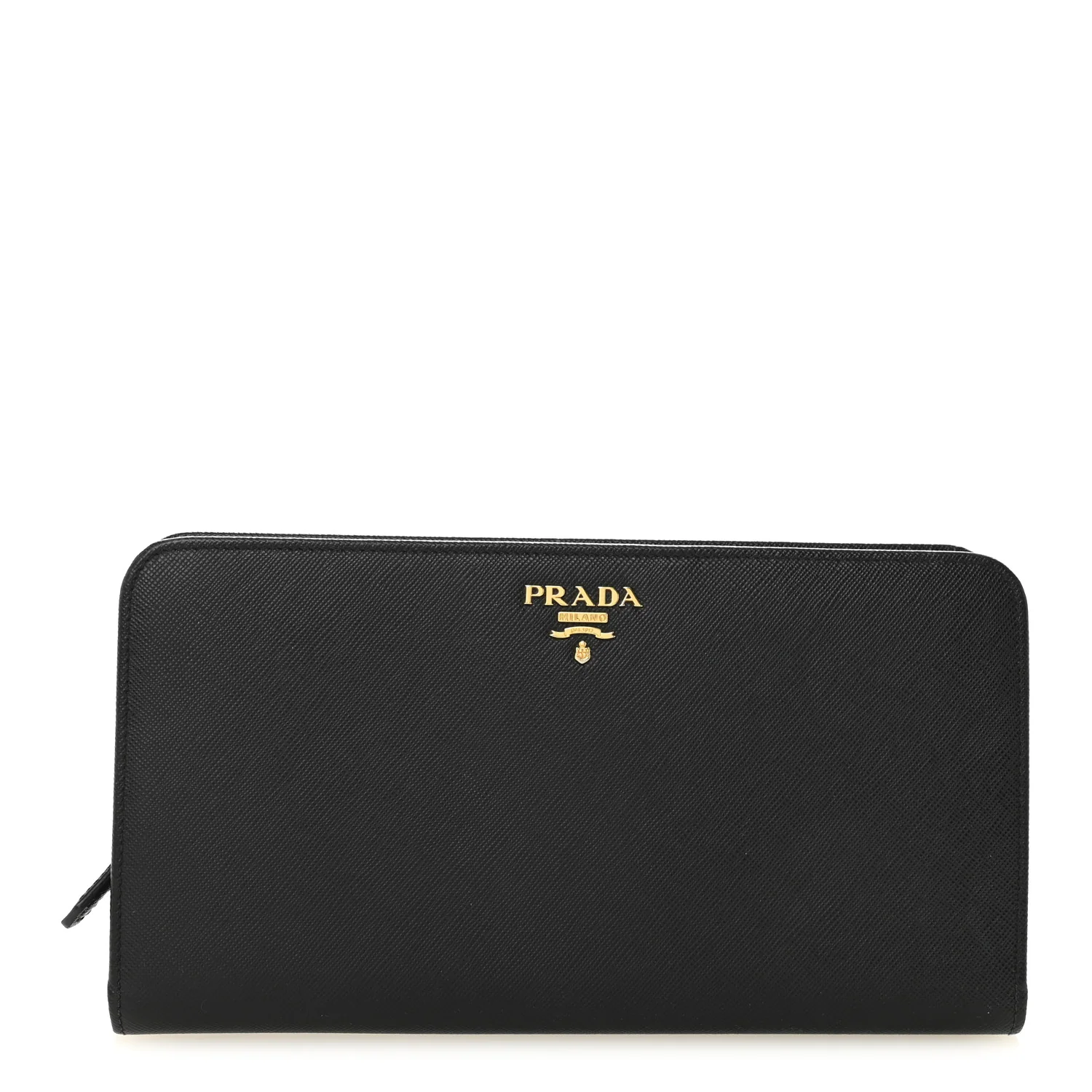 Saffiano Metal Double Snap Travel Wallet Black