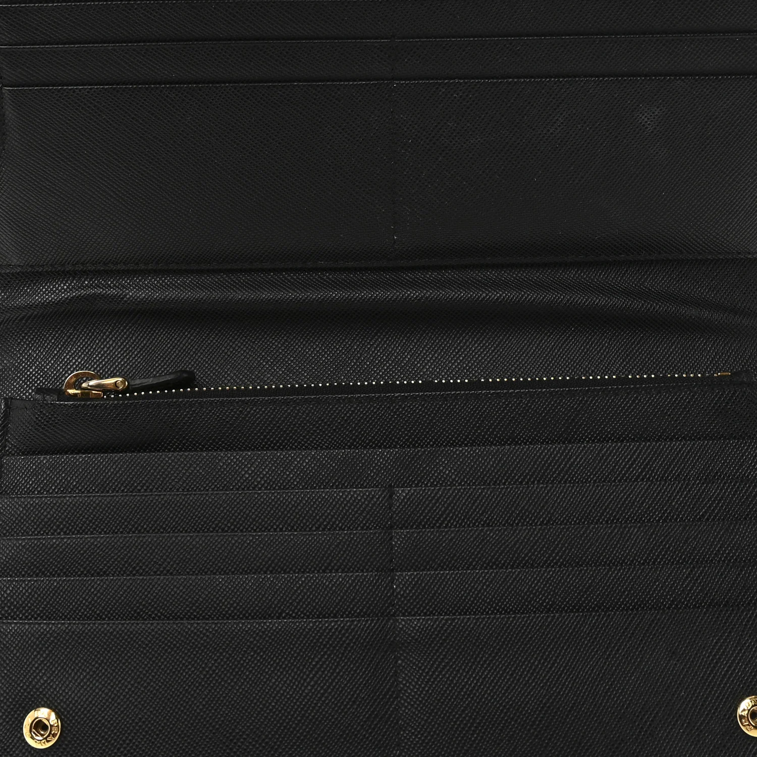 Saffiano Metal Double Snap Travel Wallet Black - Image 4