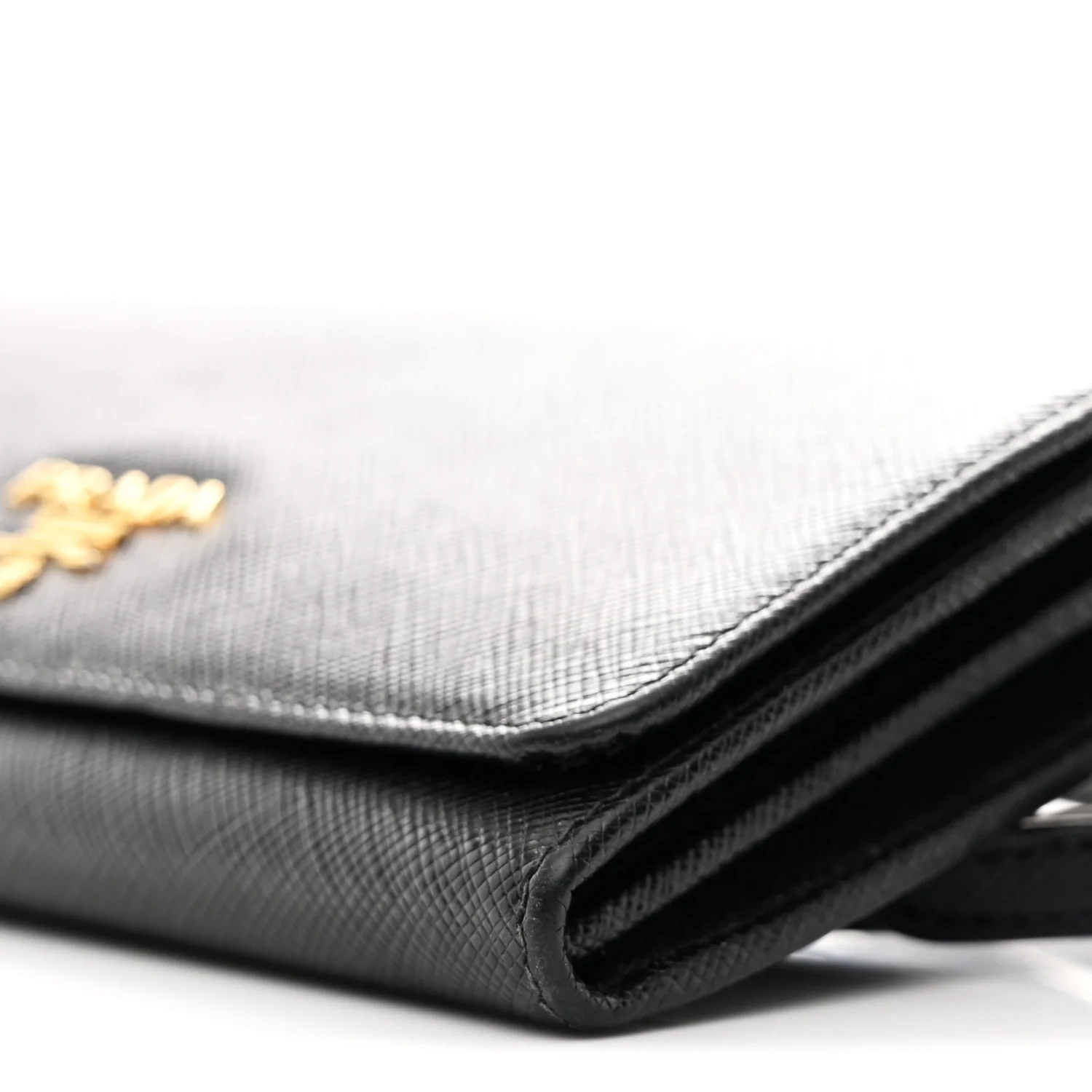 Saffiano Metal Flap Wallet With Strap Black - Image 10