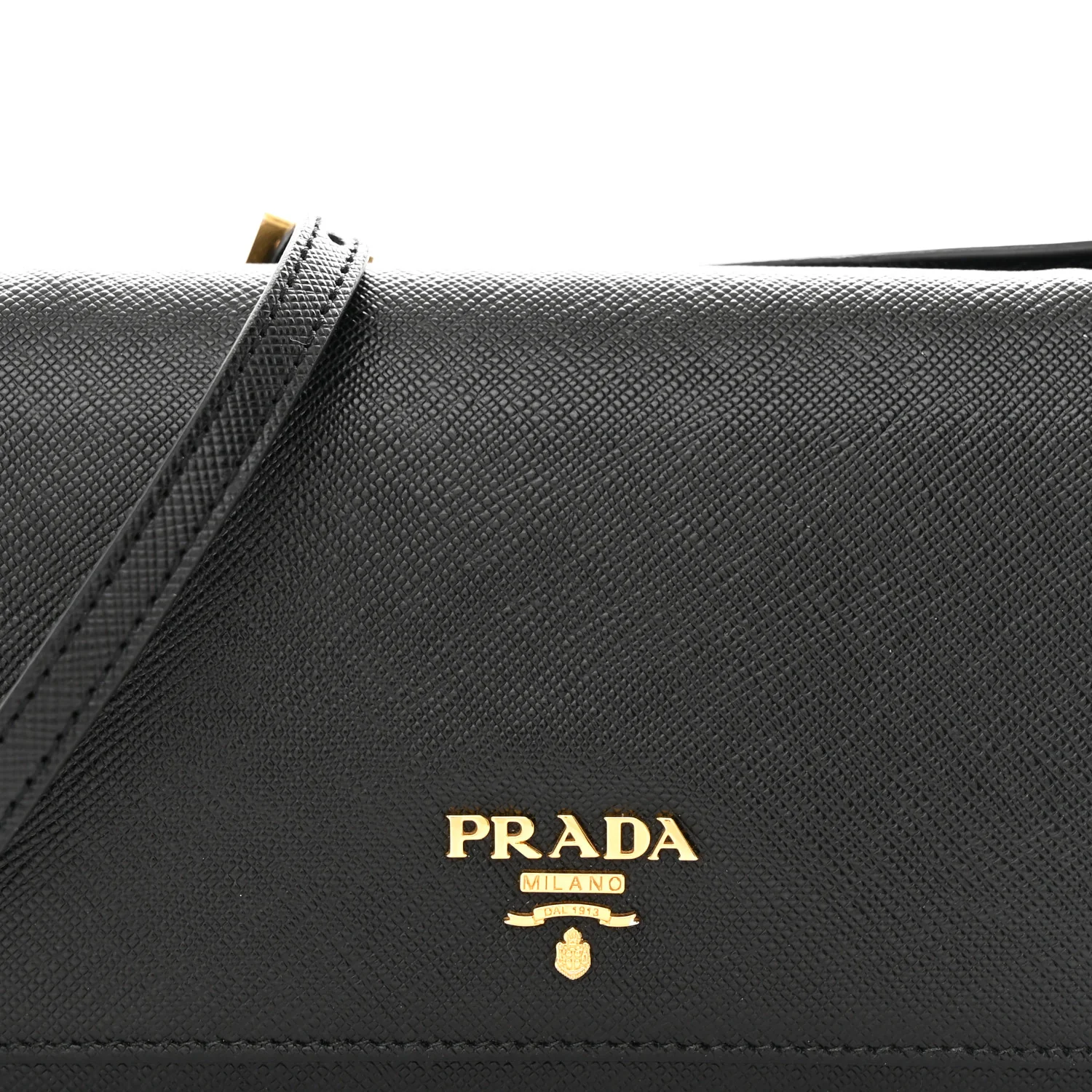 Saffiano Metal Flap Wallet With Strap Black - Image 8