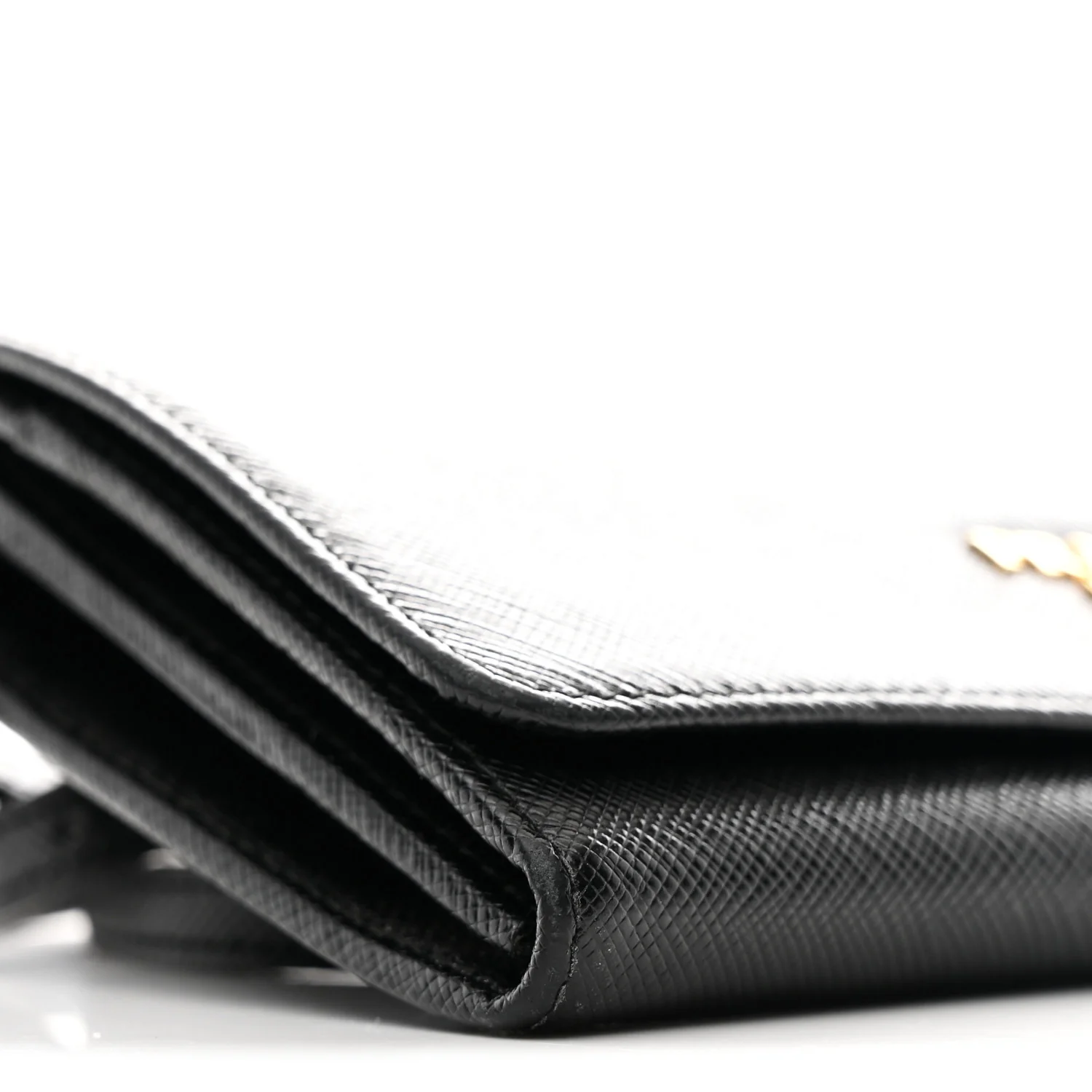 Saffiano Metal Flap Wallet With Strap Black - Image 9