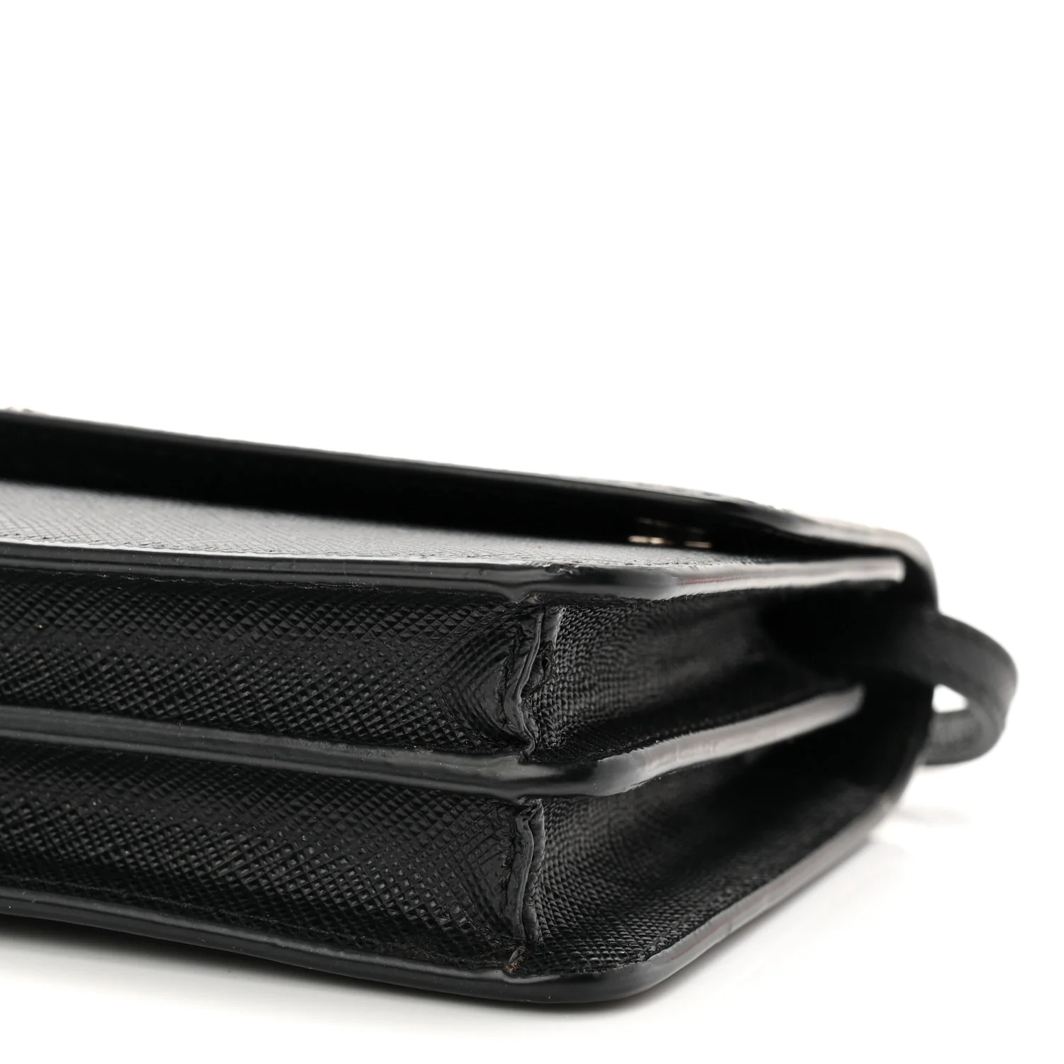 Saffiano Metal Flap Wallet With Strap Black - Image 15