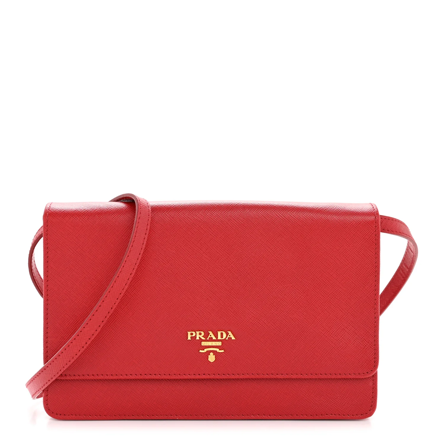 Saffiano Metal Flap Wallet With Strap Fuoco