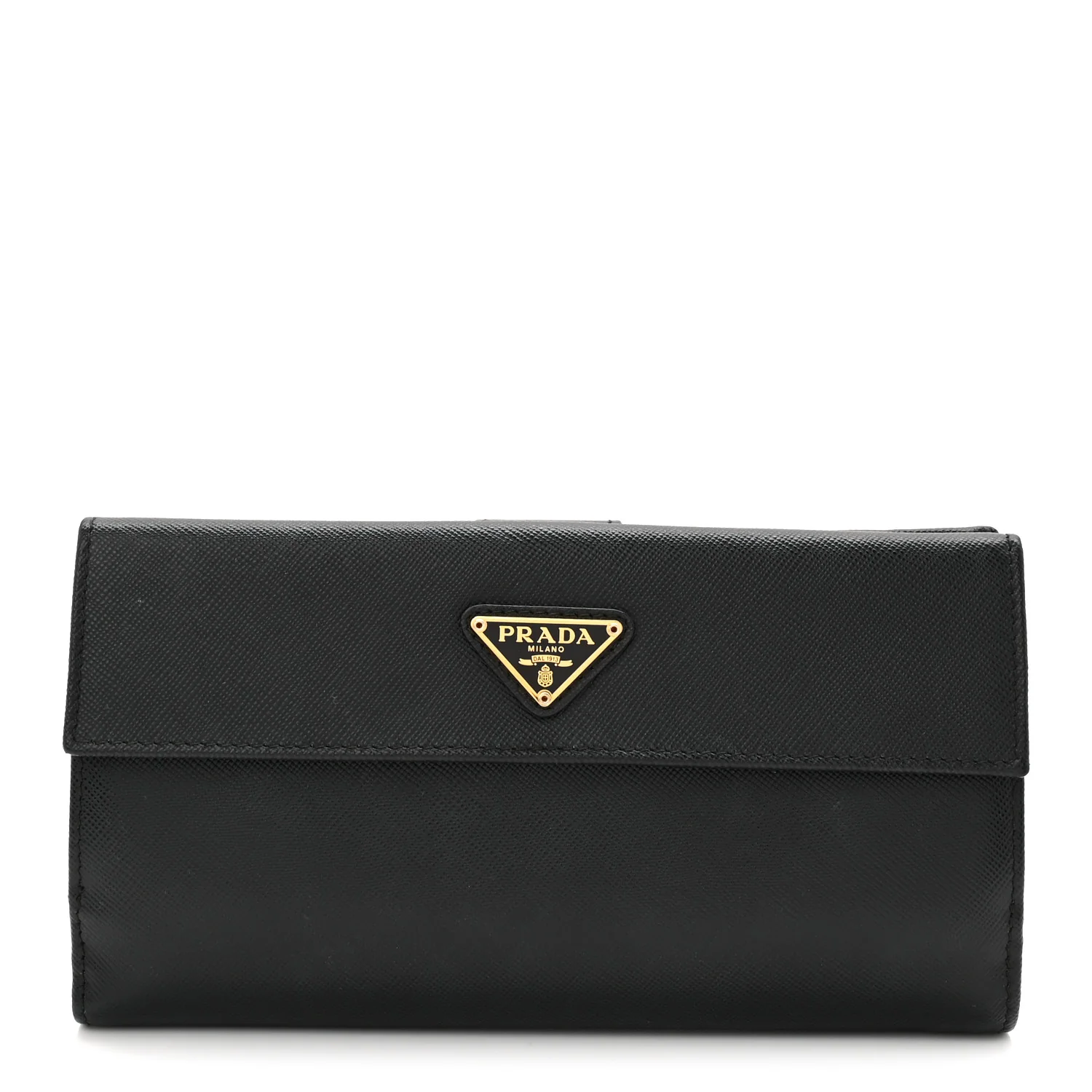 Saffiano Metal Large Flap Wallet Black