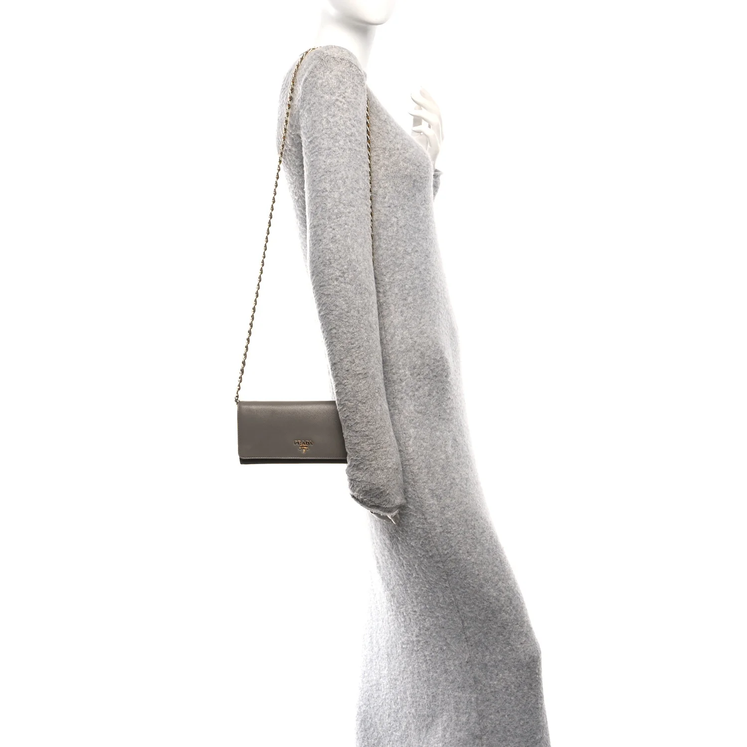 Saffiano Metal Oro Chain Wallet Argilla - Image 2