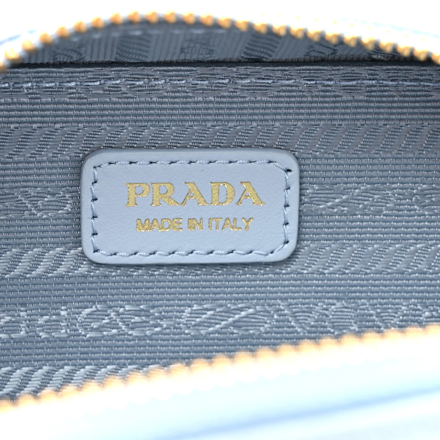 Saffiano Metal Triangle Logo Mini Pouch with Handle Blue - Image 6