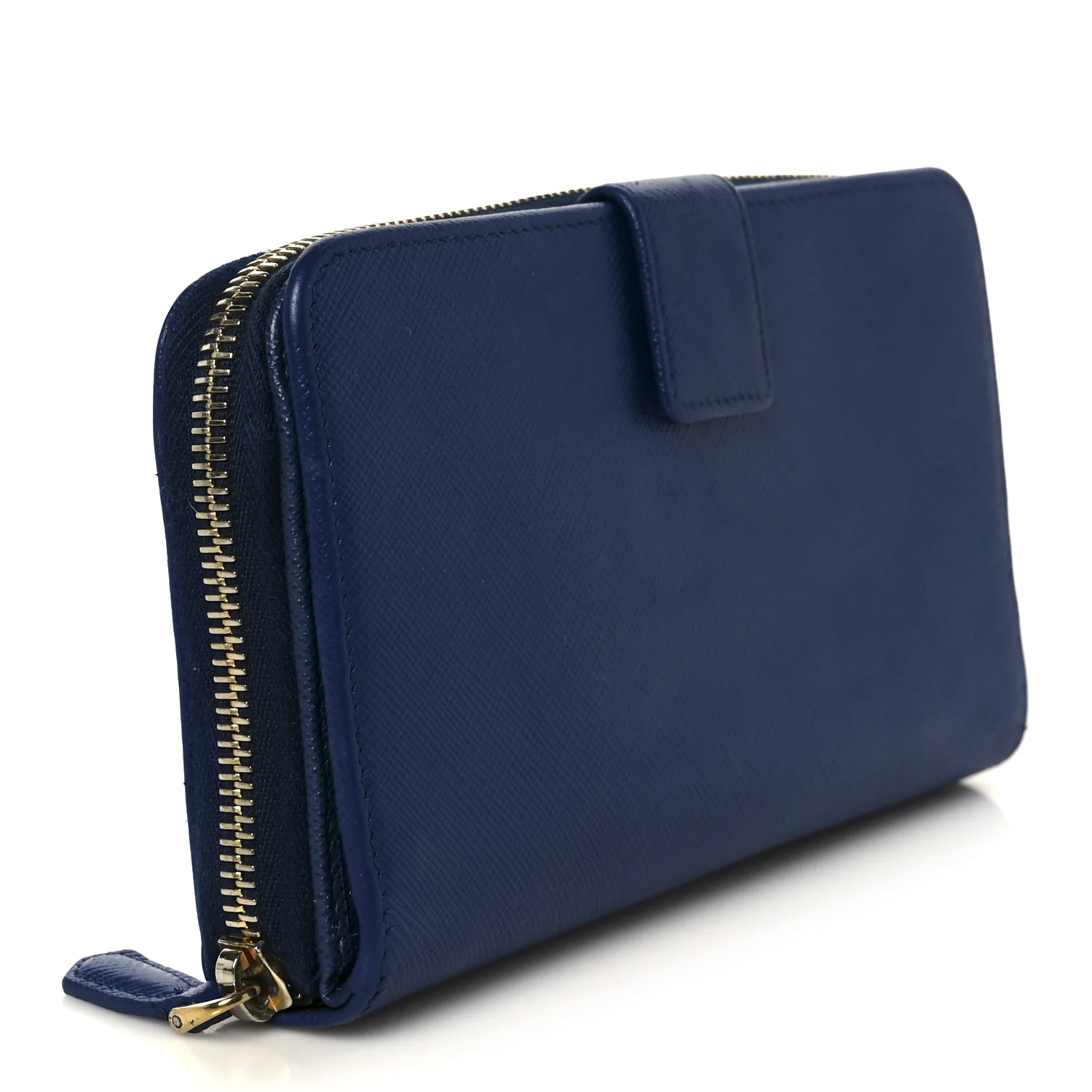 Saffiano Metal Zip Around Wallet Blue - Image 3