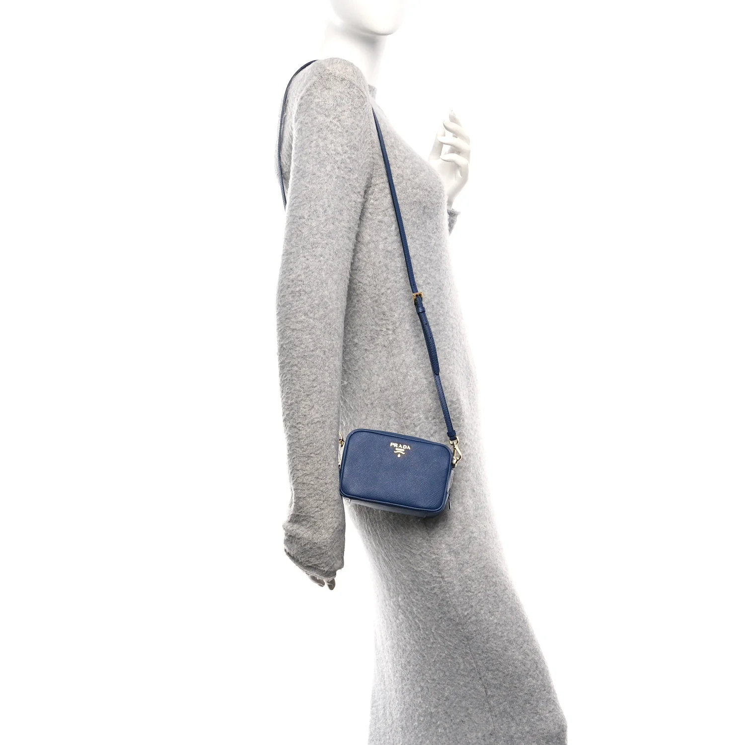 Saffiano Mini Camera Crossbody Bag Bleuette - Image 2