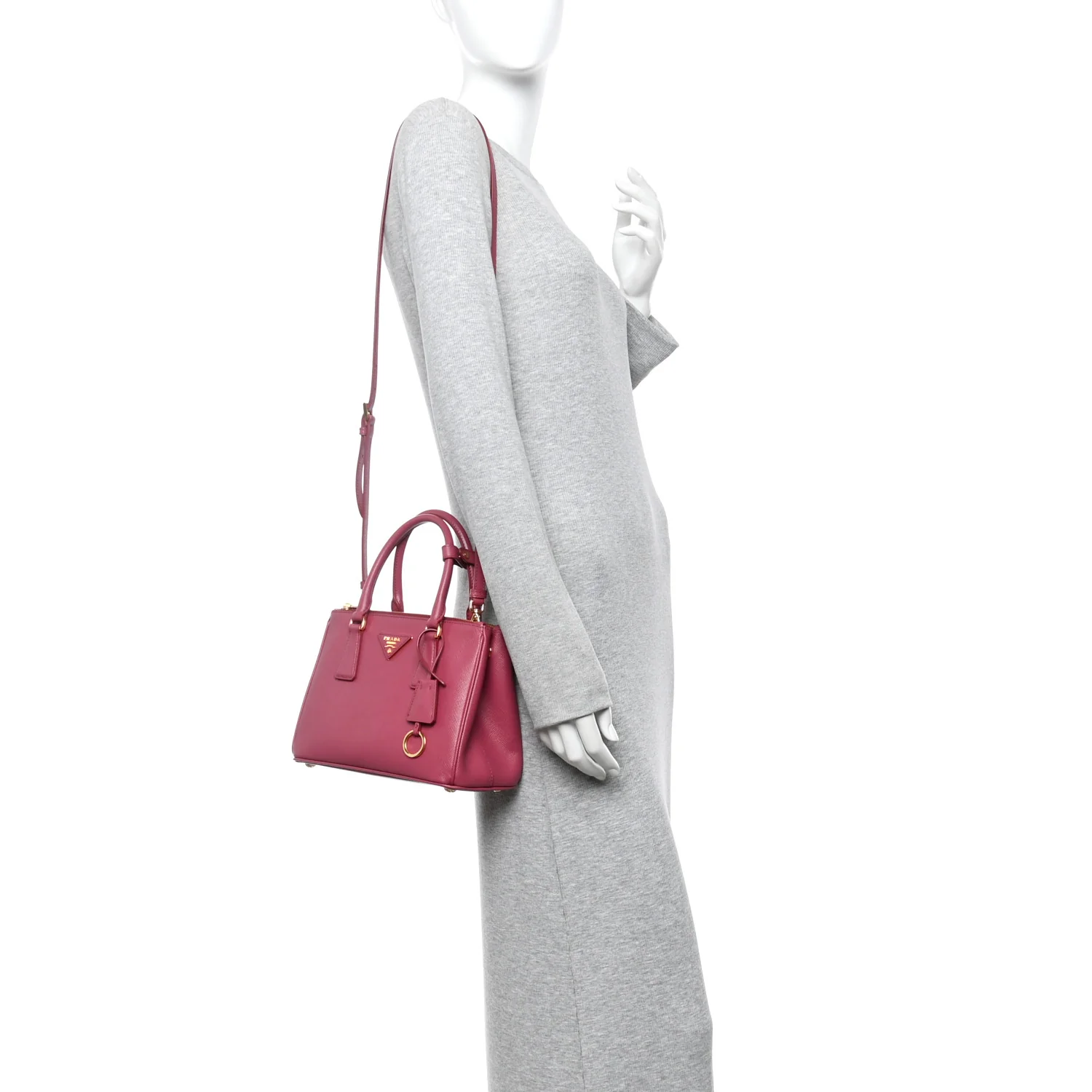 Saffiano Mini Galleria Double Zip Tote Fuxia - Image 2
