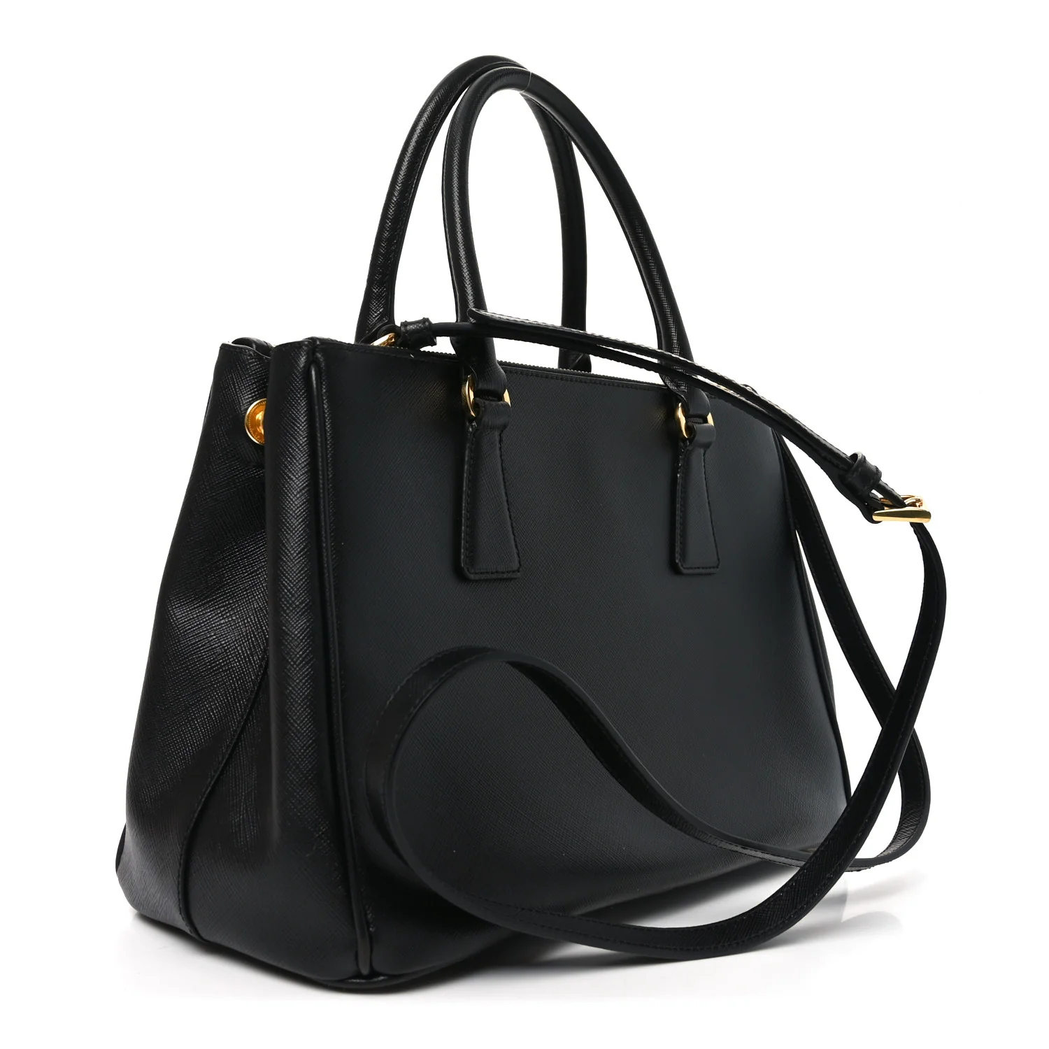 Saffiano Small Galleria Double Zip Tote Black - Image 3