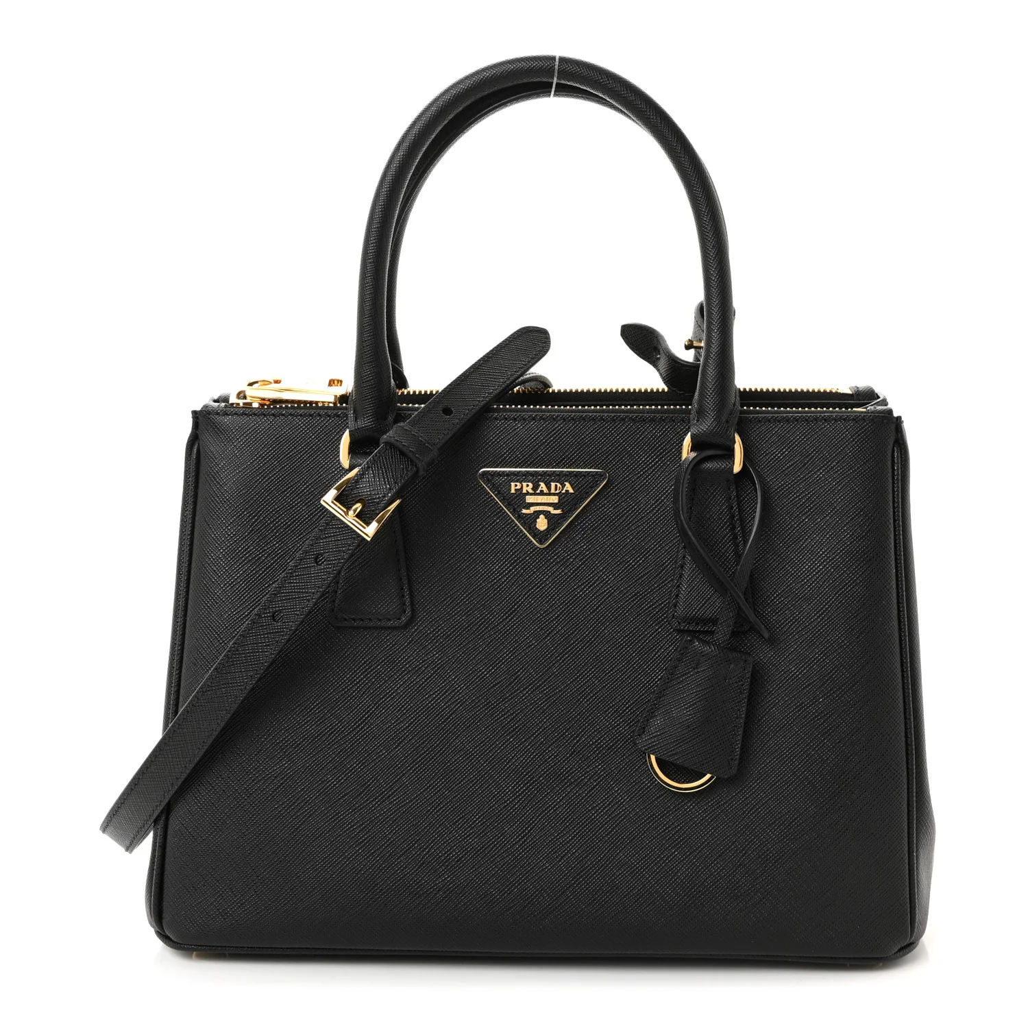 Saffiano Small Galleria Double Zip Tote Black