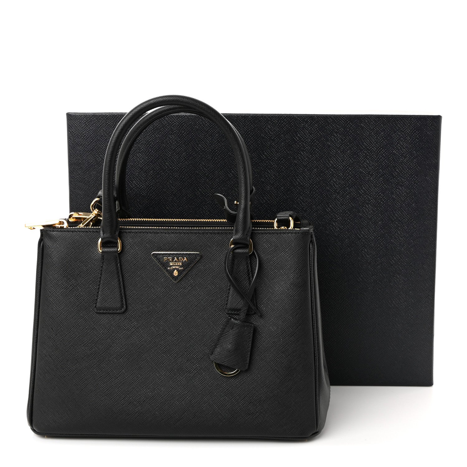 Saffiano Small Galleria Double Zip Tote Black - Image 10