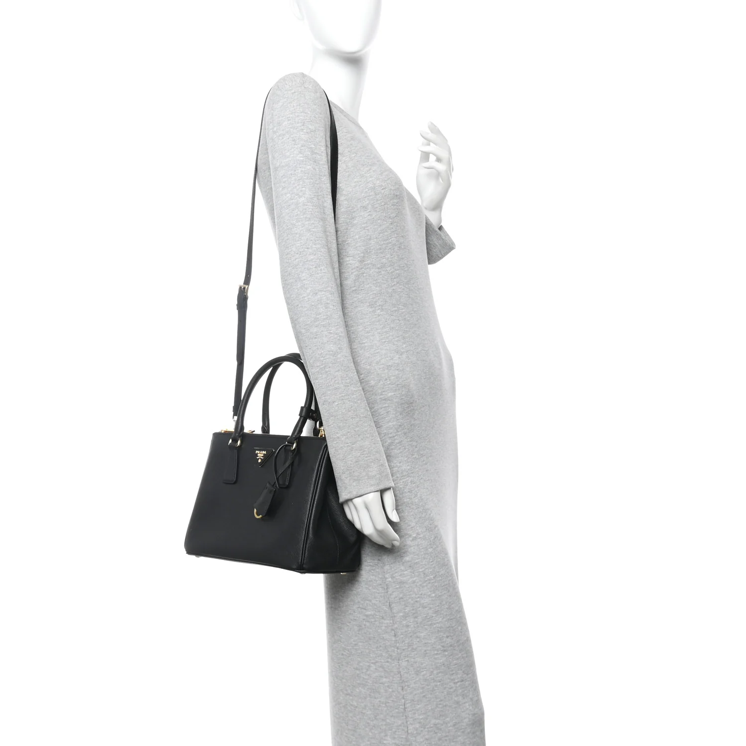 Saffiano Small Galleria Double Zip Tote Black - Image 2