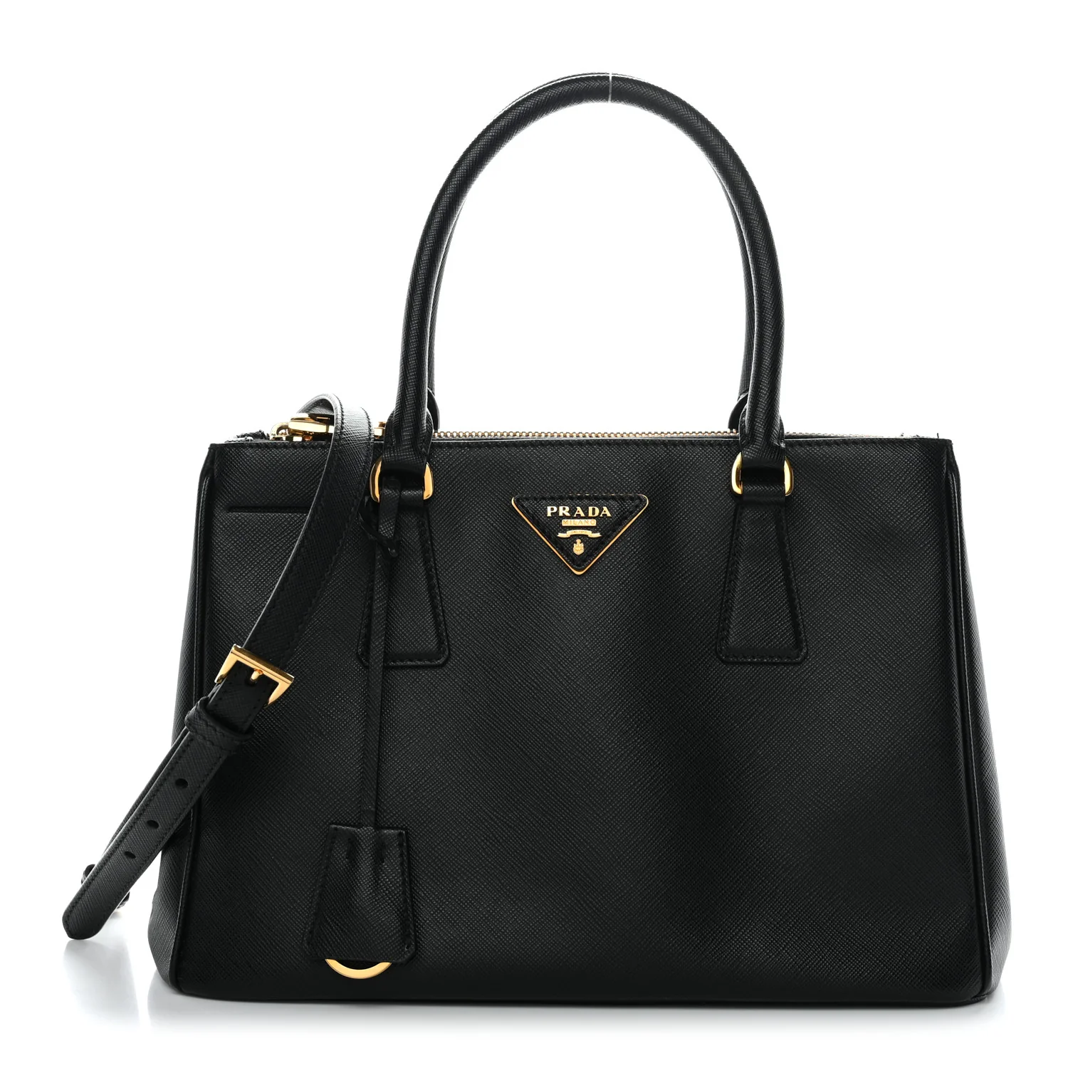 Saffiano Small Galleria Double Zip Tote Black