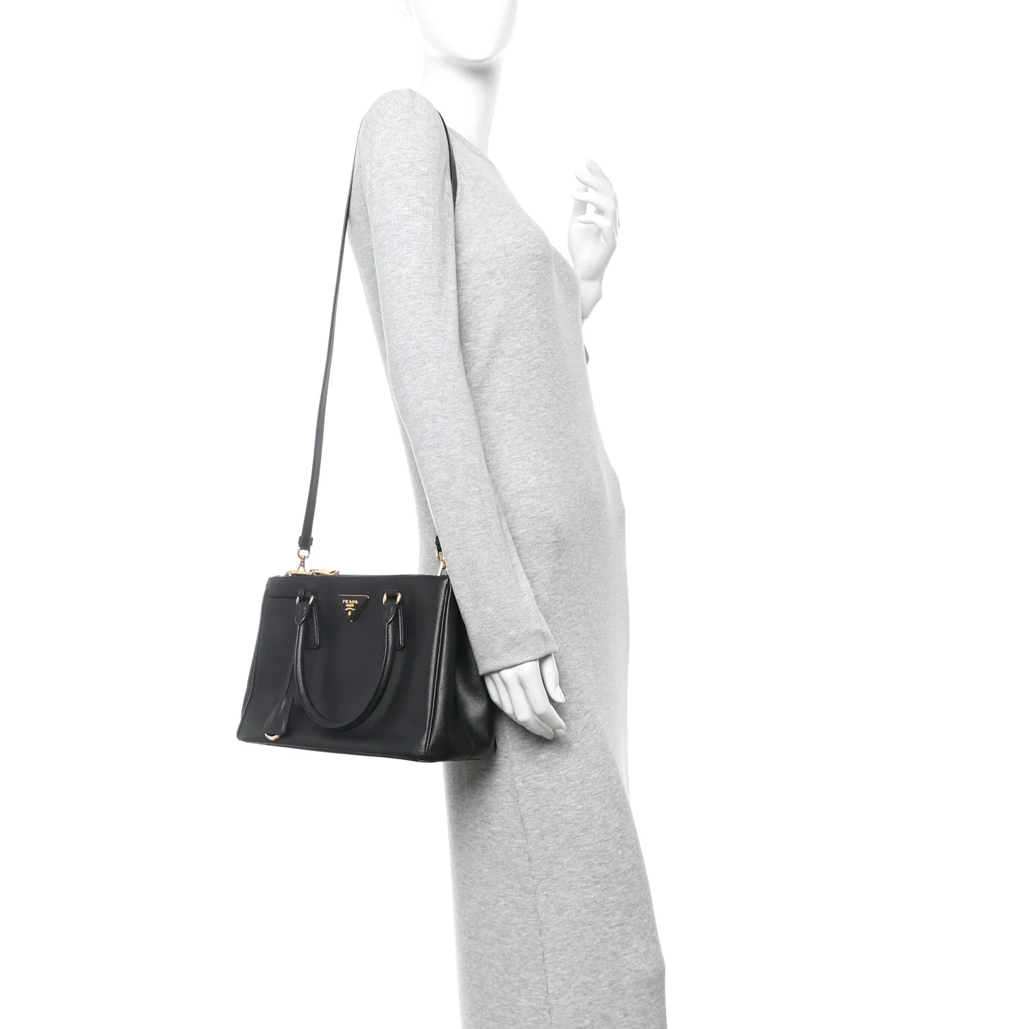 Saffiano Small Galleria Double Zip Tote Black - Image 2