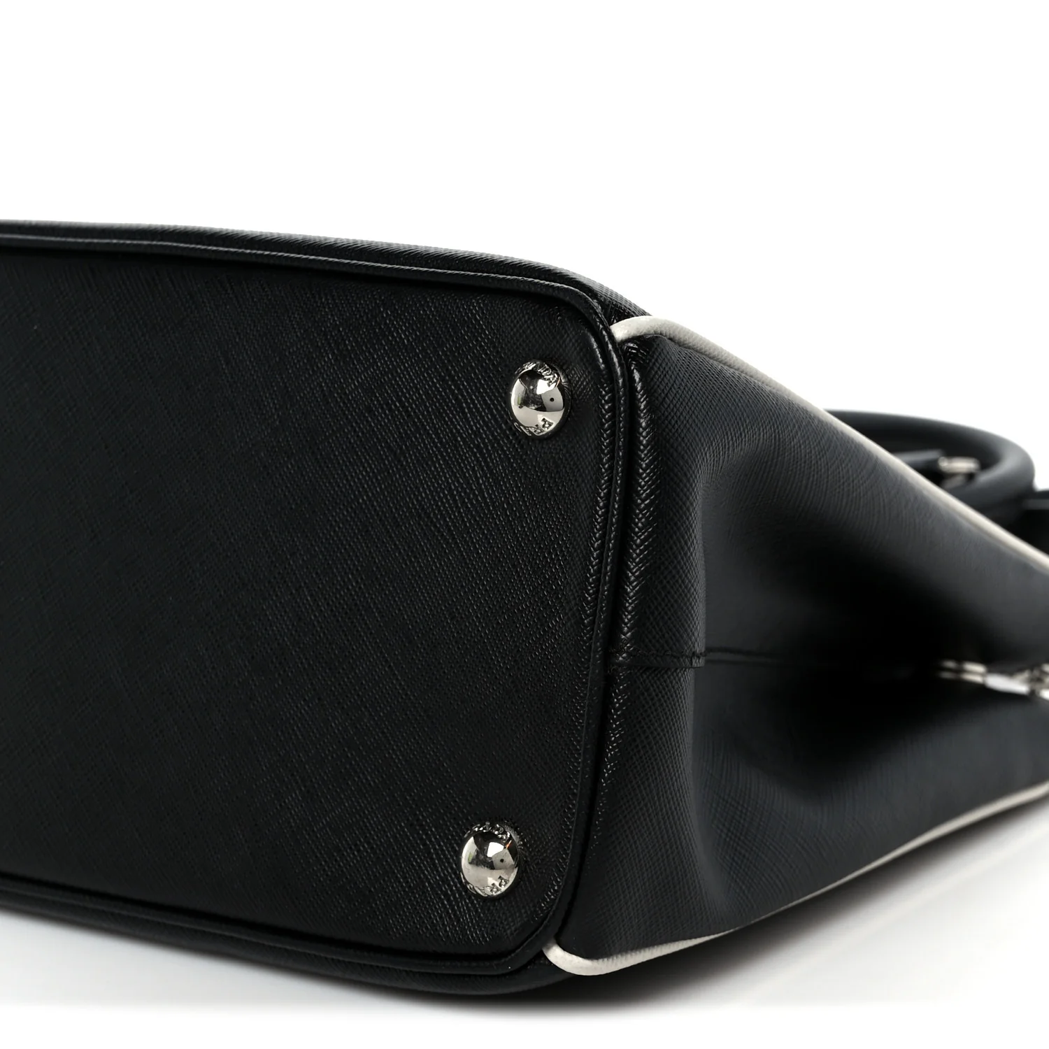 Saffiano Small Galleria Double Zip Tote Black Talco - Image 11