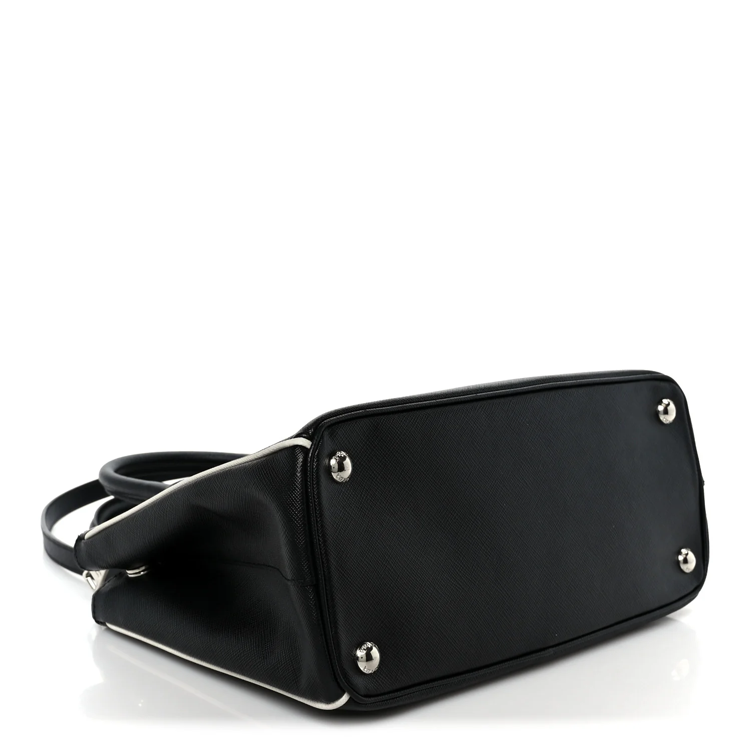 Saffiano Small Galleria Double Zip Tote Black Talco - Image 4