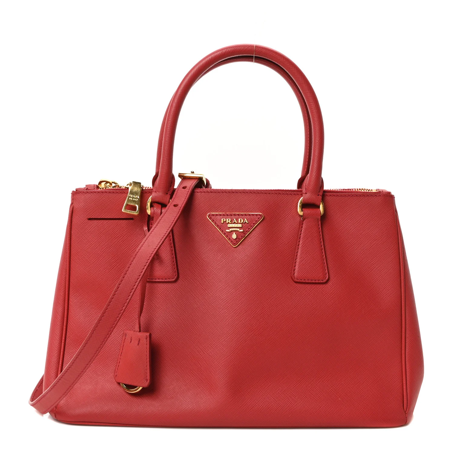 Saffiano Small Galleria Double Zip Tote Fuoco