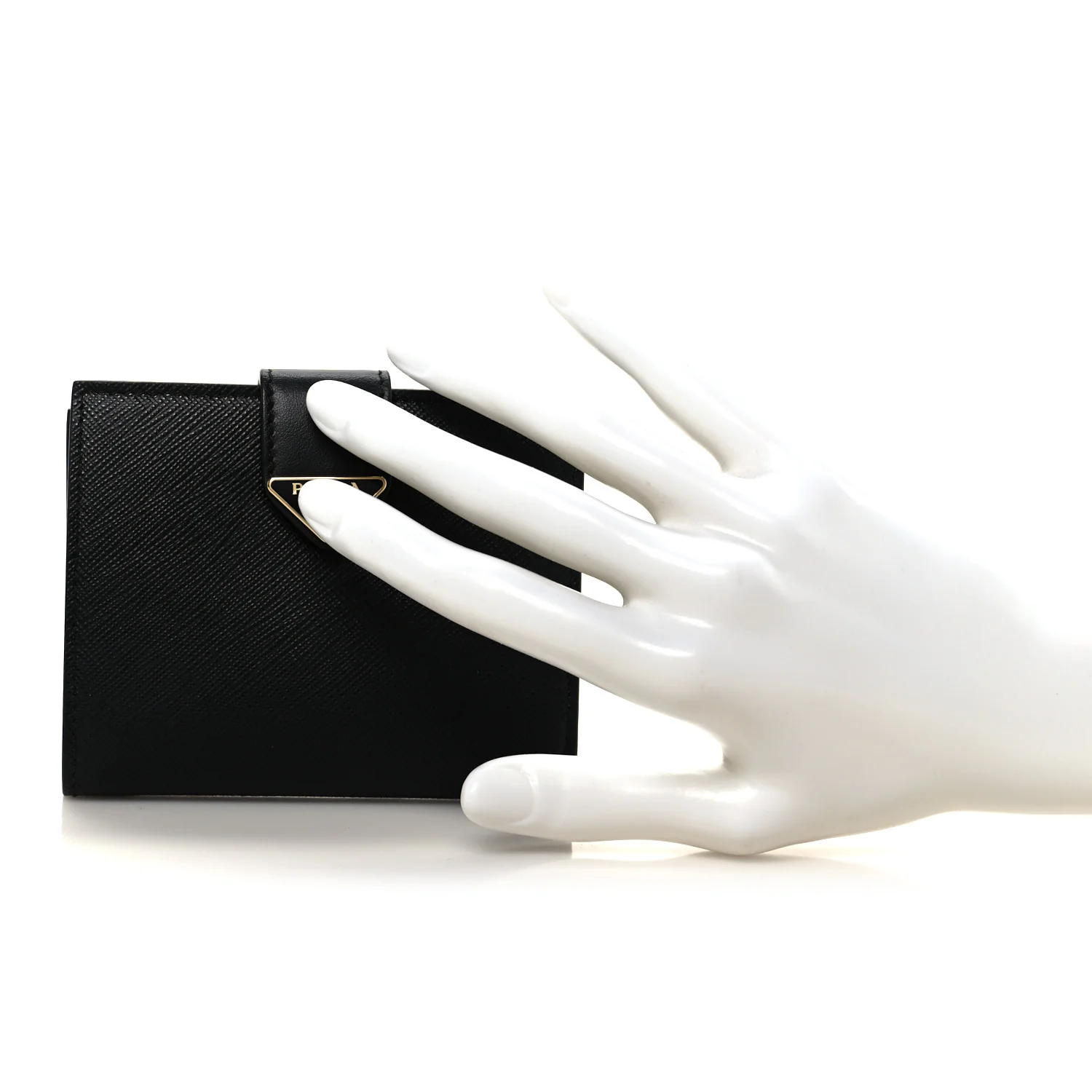 Saffiano Small Triangle Bi-Fold Tab Wallet Black - Image 2