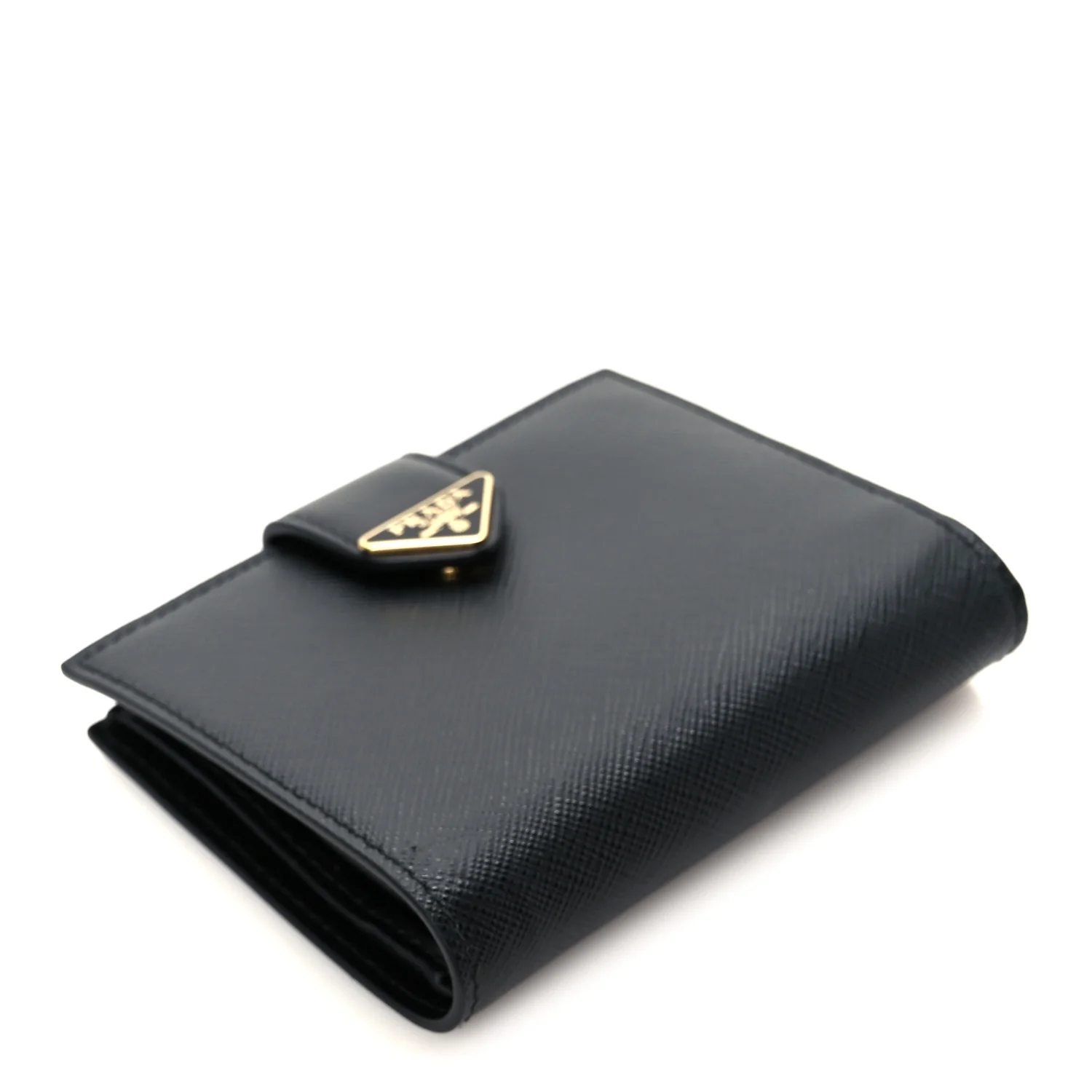 Saffiano Small Triangle Bi-Fold Tab Wallet Black - Image 4