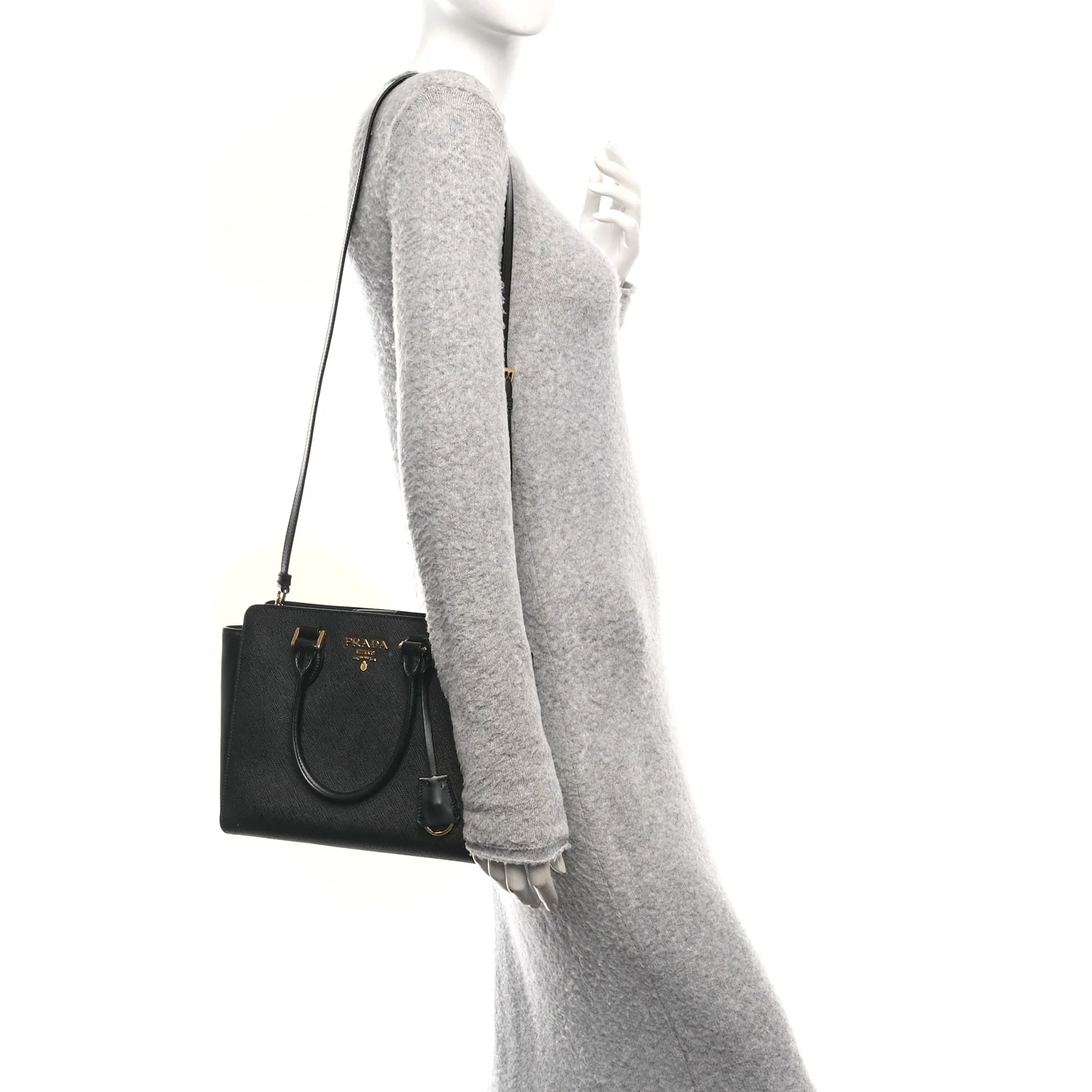 Saffiano Soft Calfskin Small Zippered Tote Black - Image 2