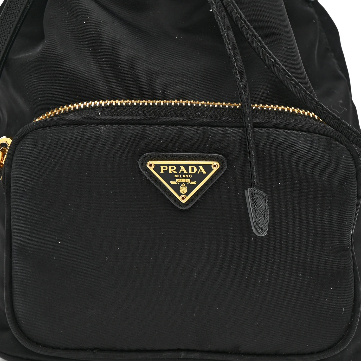 Saffiano Tessuto Nylon Mini Bucket Crossbody Bag Black - Image 7