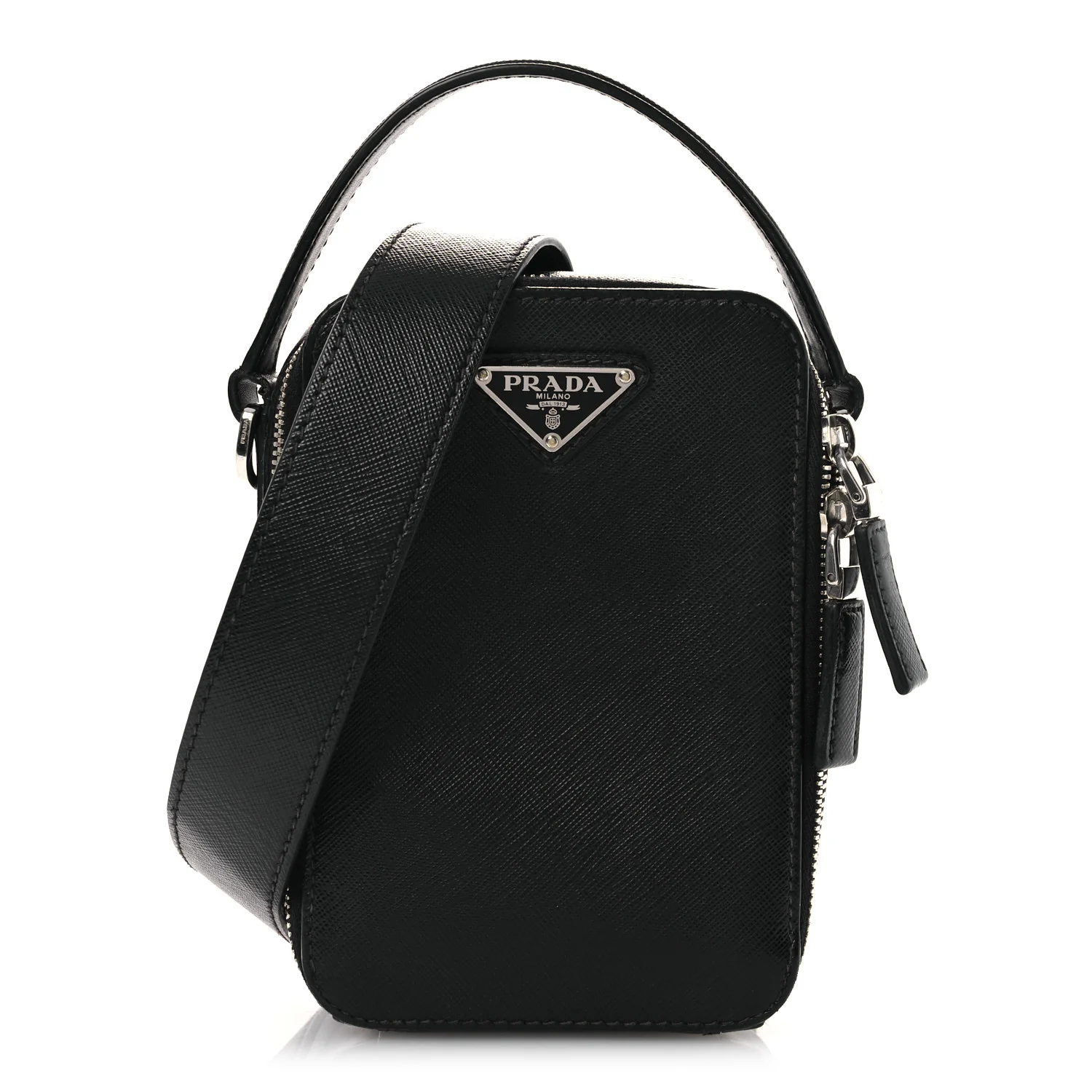 Saffiano Travel Brique Crossbody Messenger Bag  Black