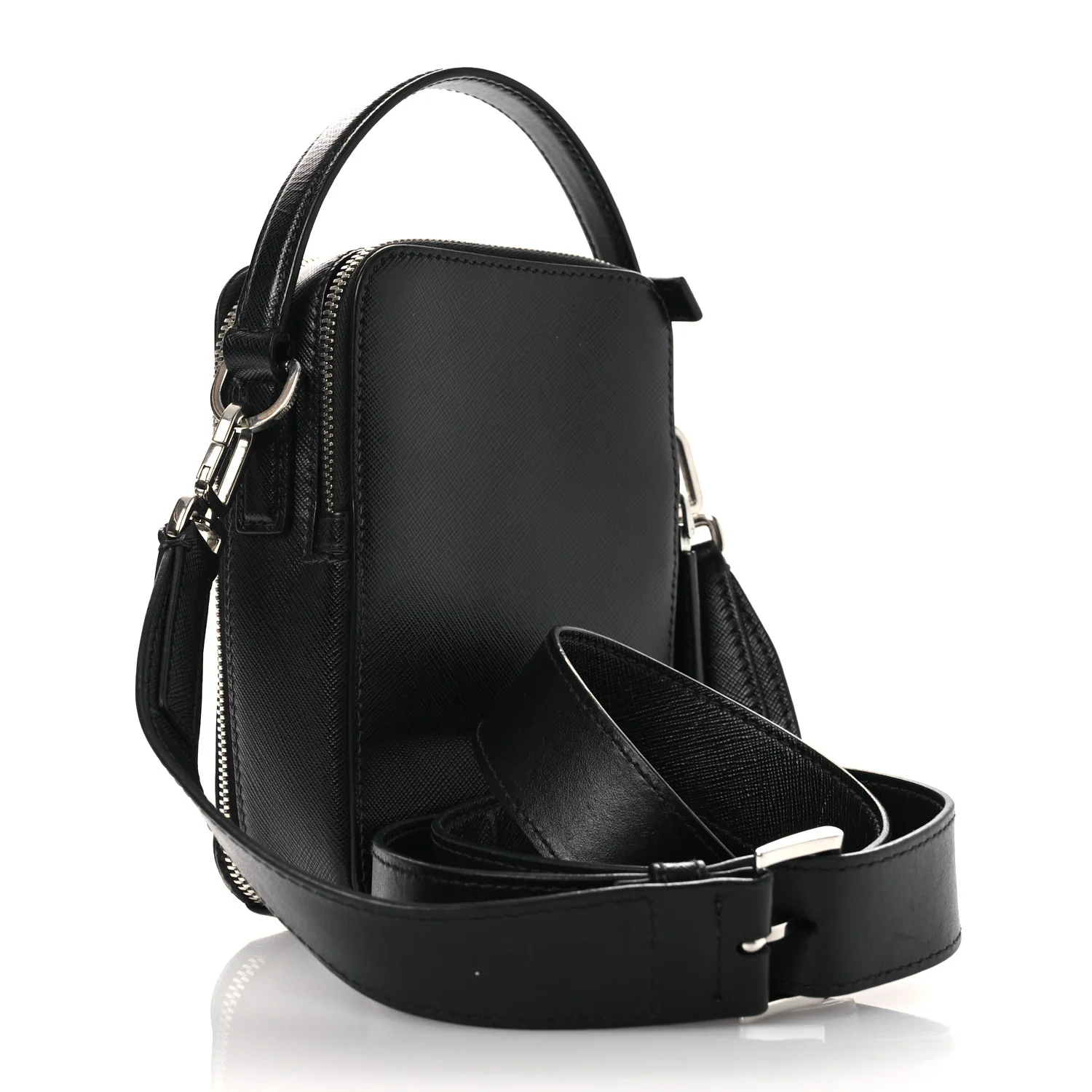 Saffiano Travel Brique Crossbody Messenger Bag  Black - Image 3
