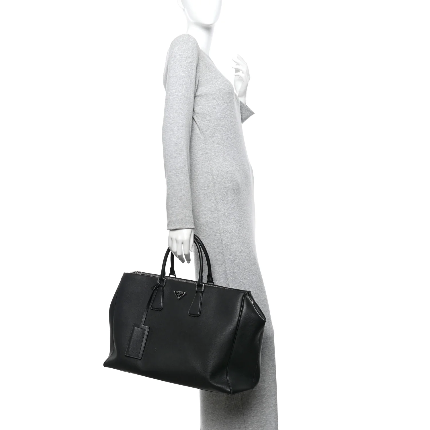 Saffiano Travel Extra Large Galleria Double Zip Tote Black - Image 2