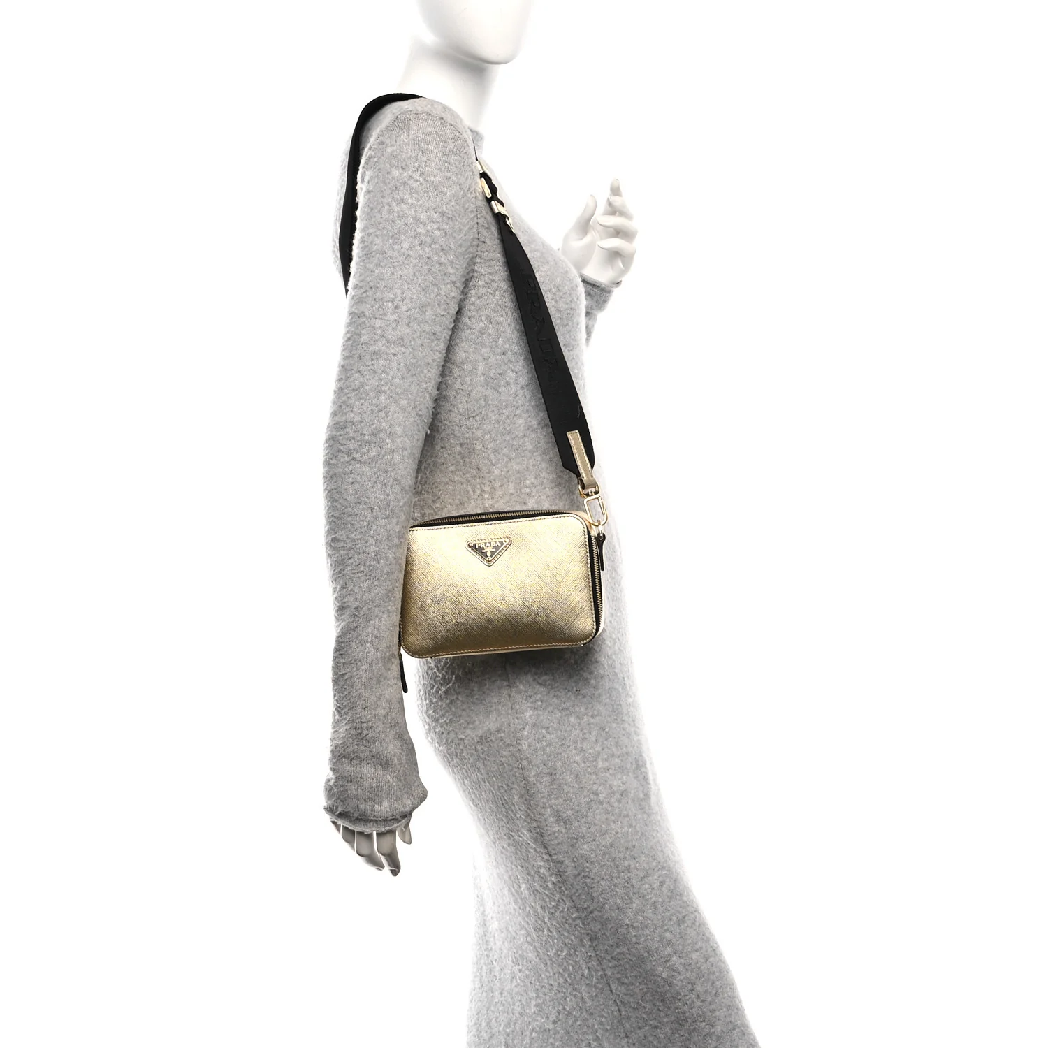 Saffiano Travel Small Brique Crossbody Bag Platino - Image 2