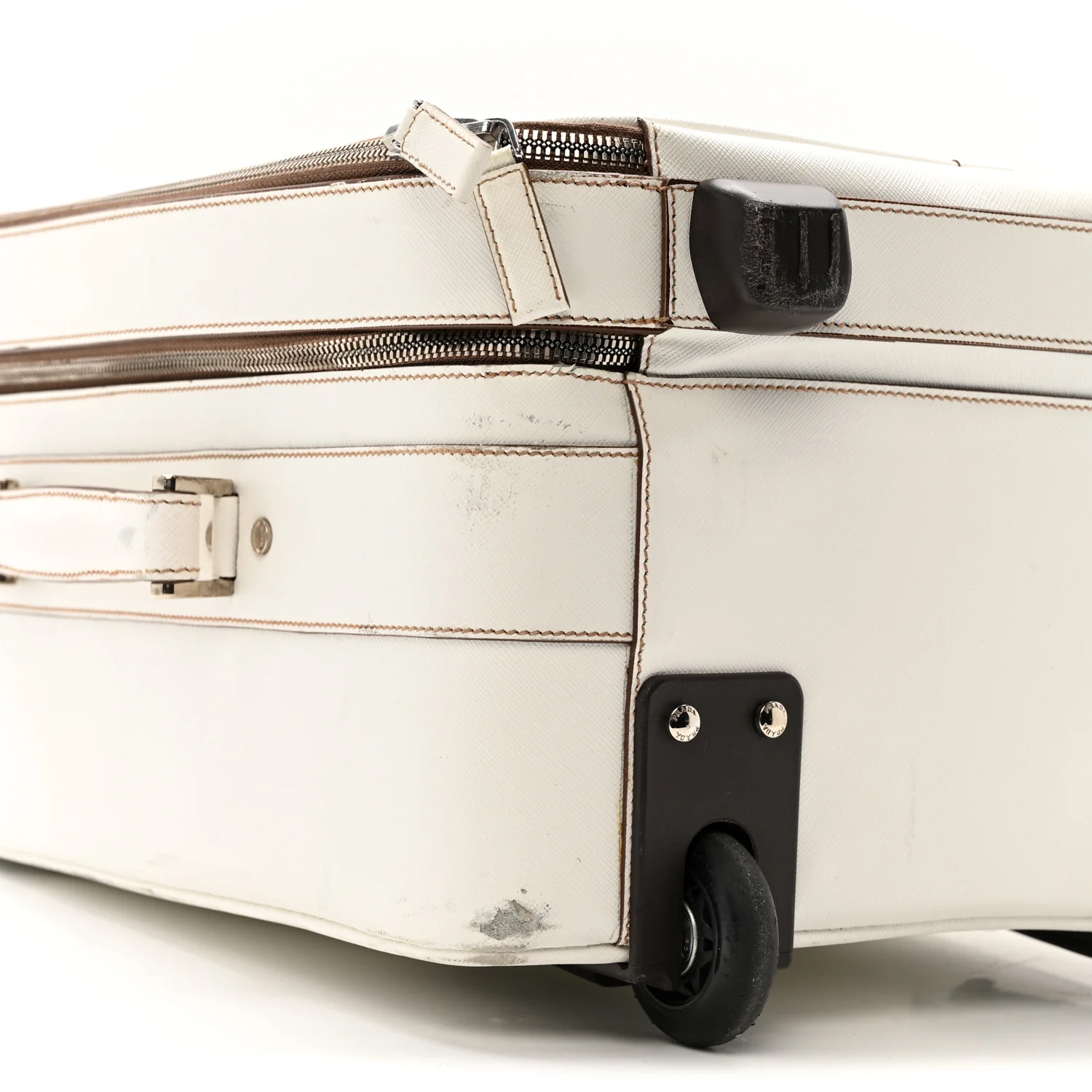 Saffiano Travel Trolley Luggage White - Image 15