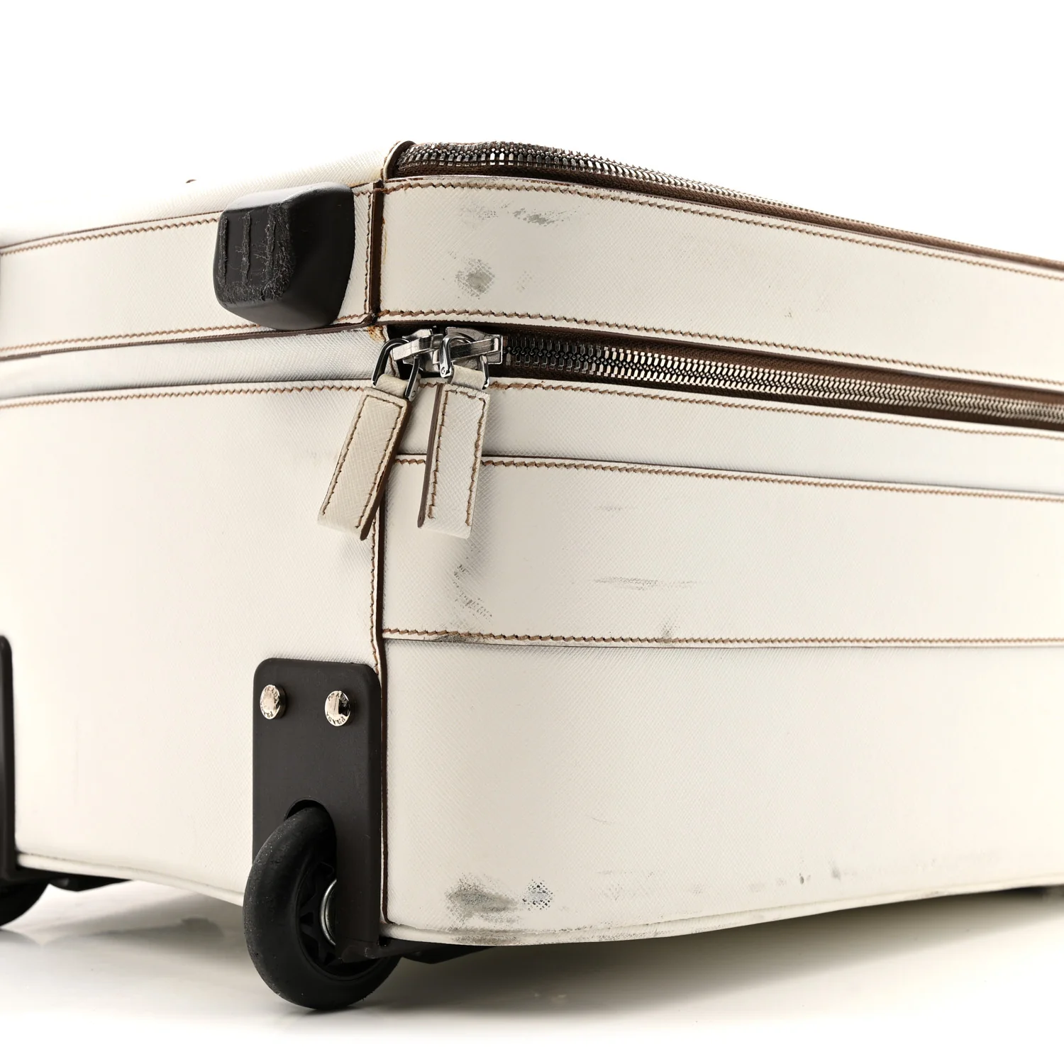Saffiano Travel Trolley Luggage White - Image 18
