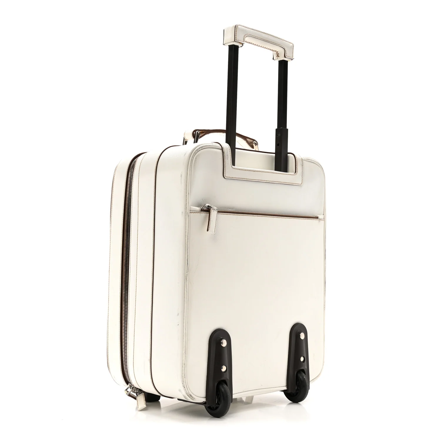 Saffiano Travel Trolley Luggage White - Image 3