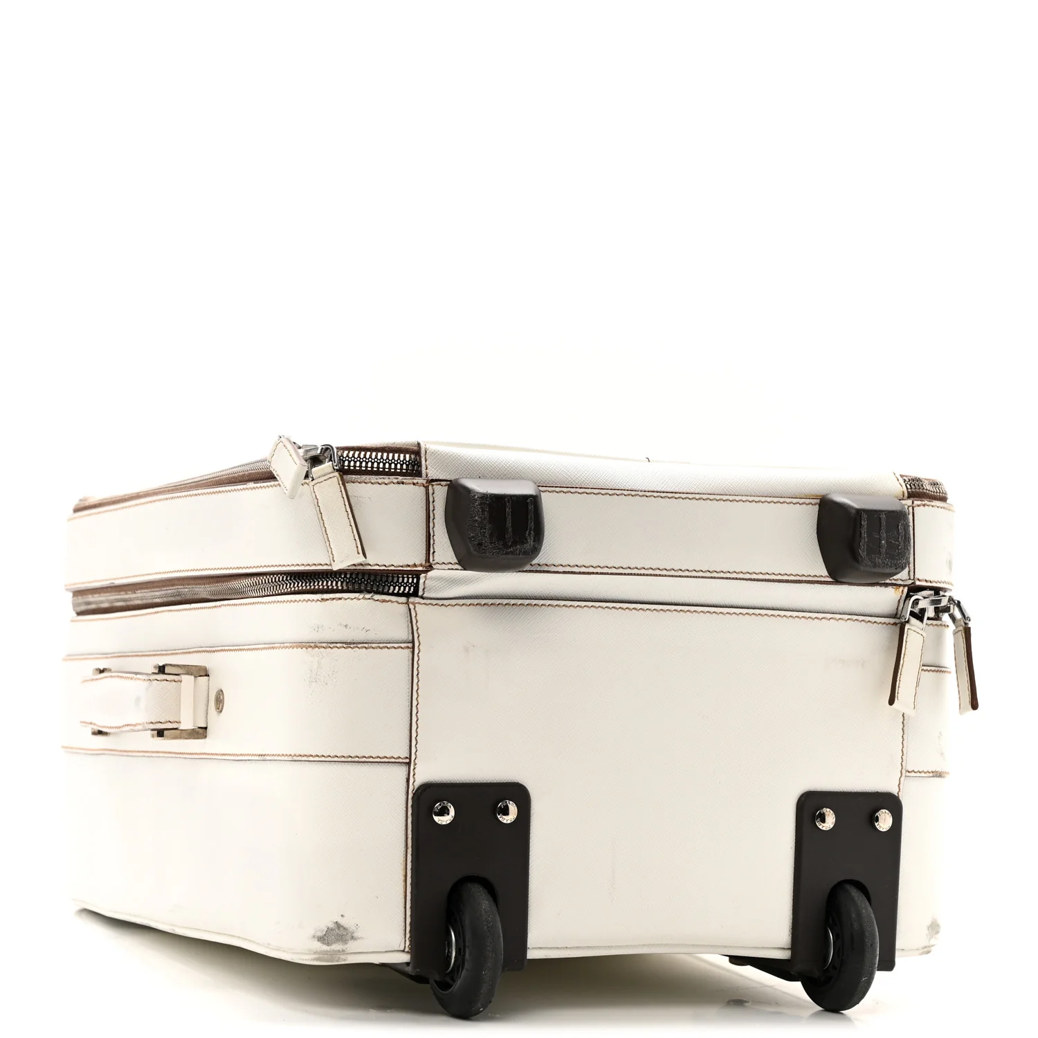 Saffiano Travel Trolley Luggage White - Image 6