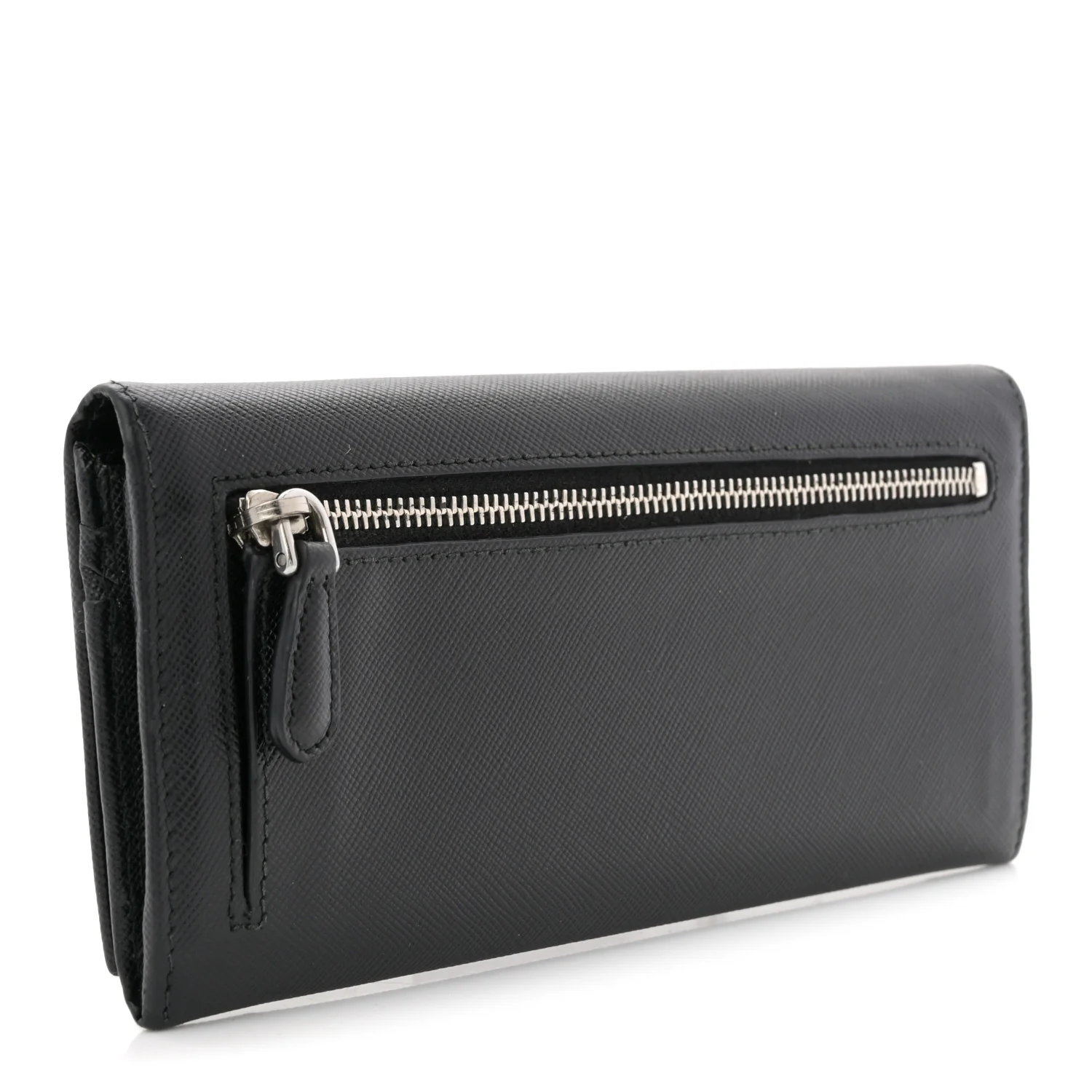 Saffiano Triangle Continental Flap Wallet Black - Image 3