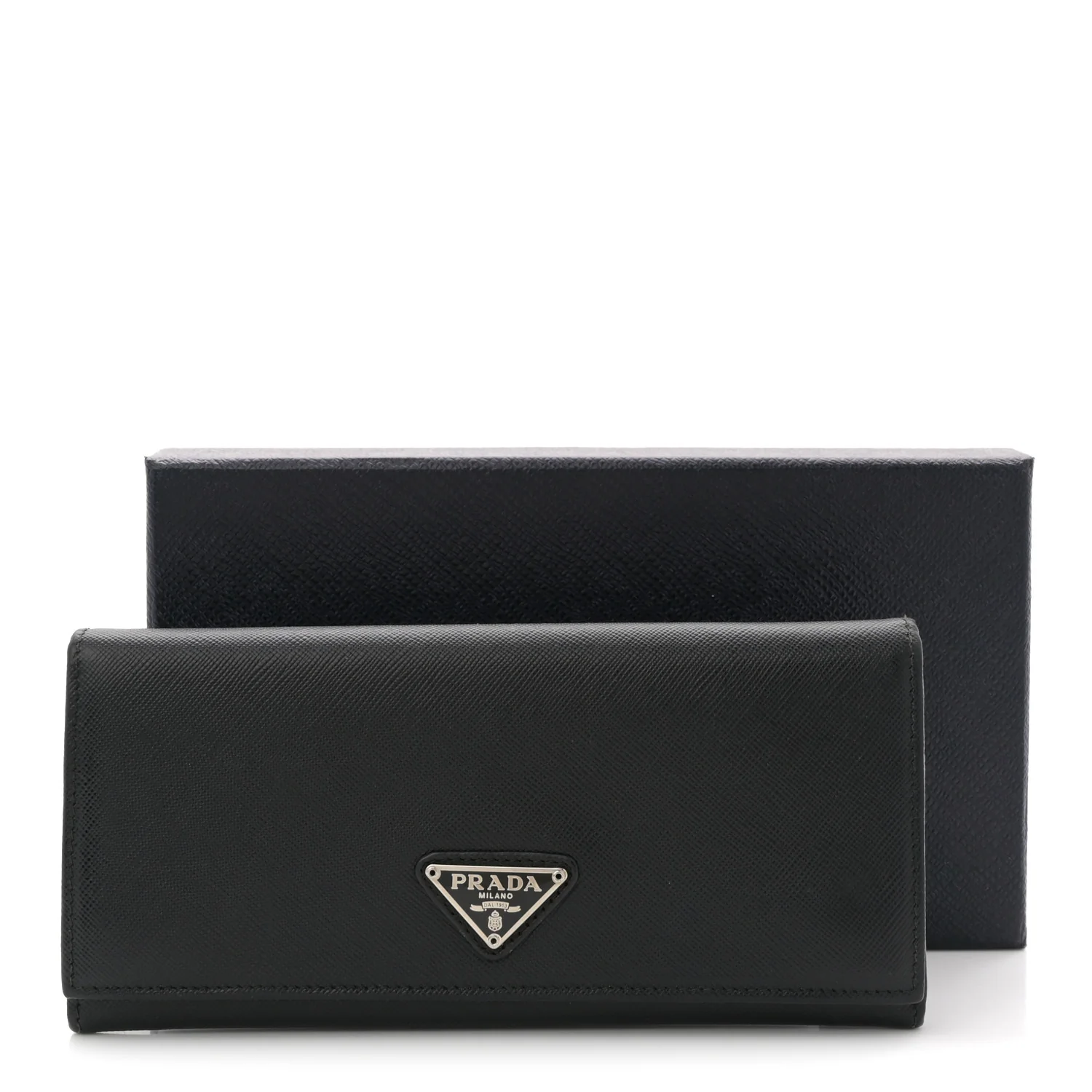 Saffiano Triangle Continental Flap Wallet Black - Image 9