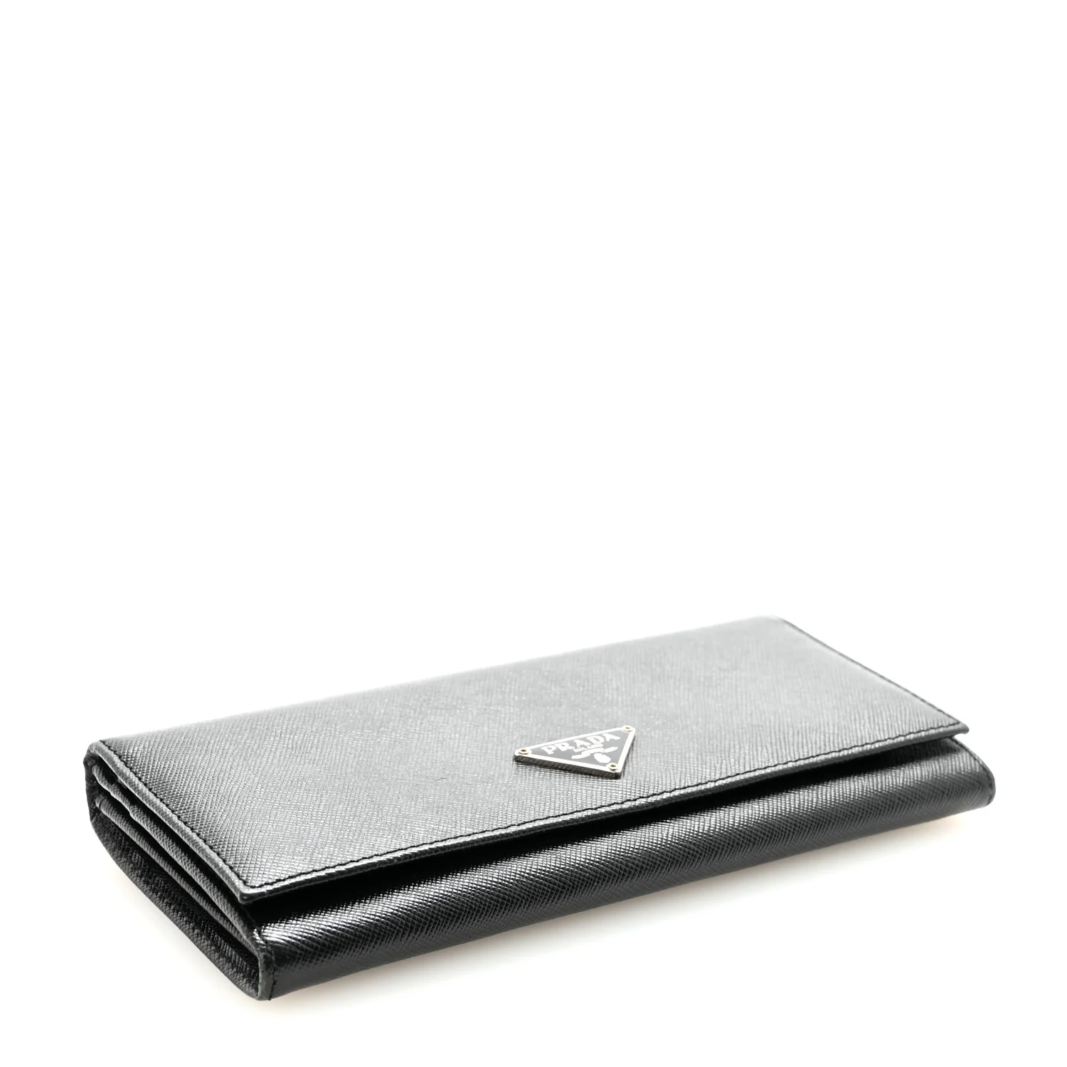 Saffiano Triangle Logo Continental Flap Travel Wallet Black - Image 4