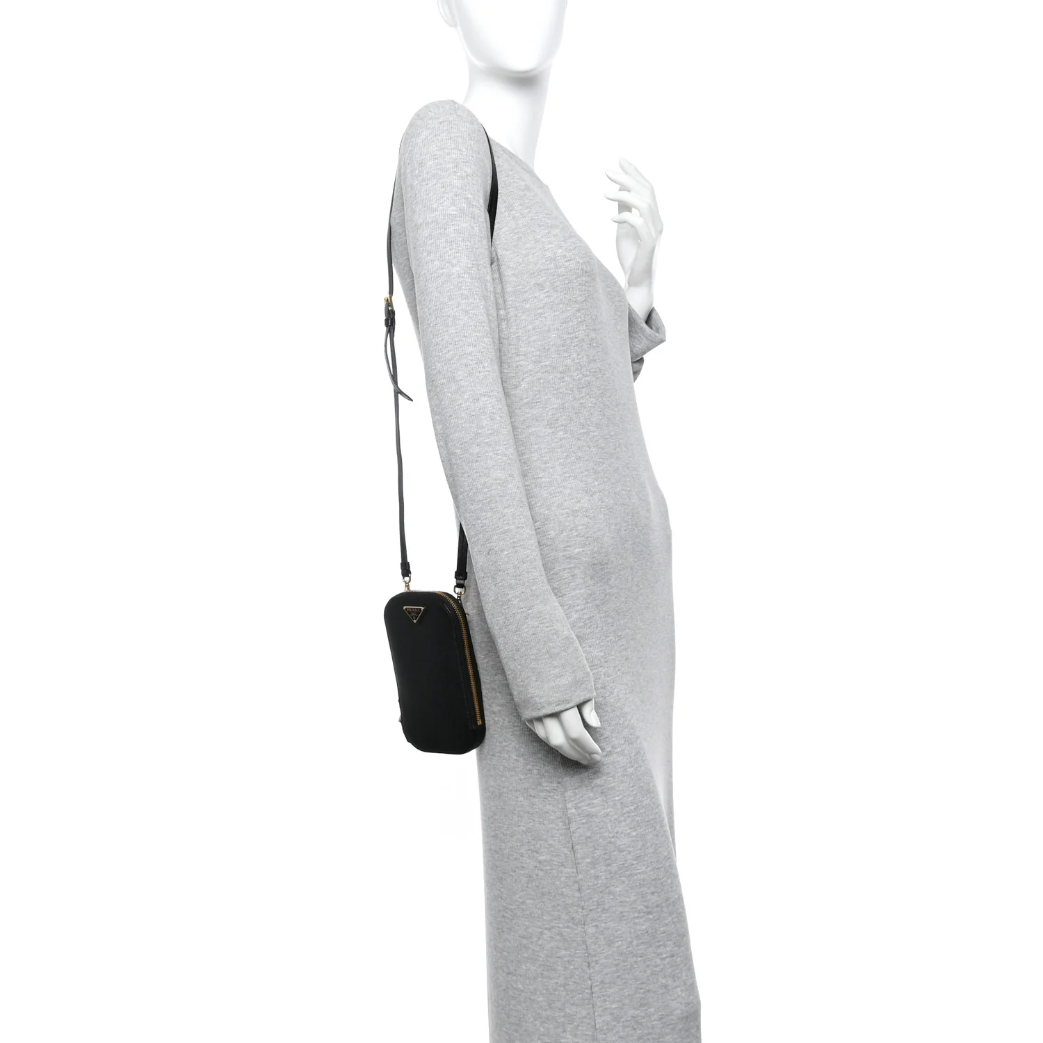 Saffiano Triangle Mini Bag Black - Image 5